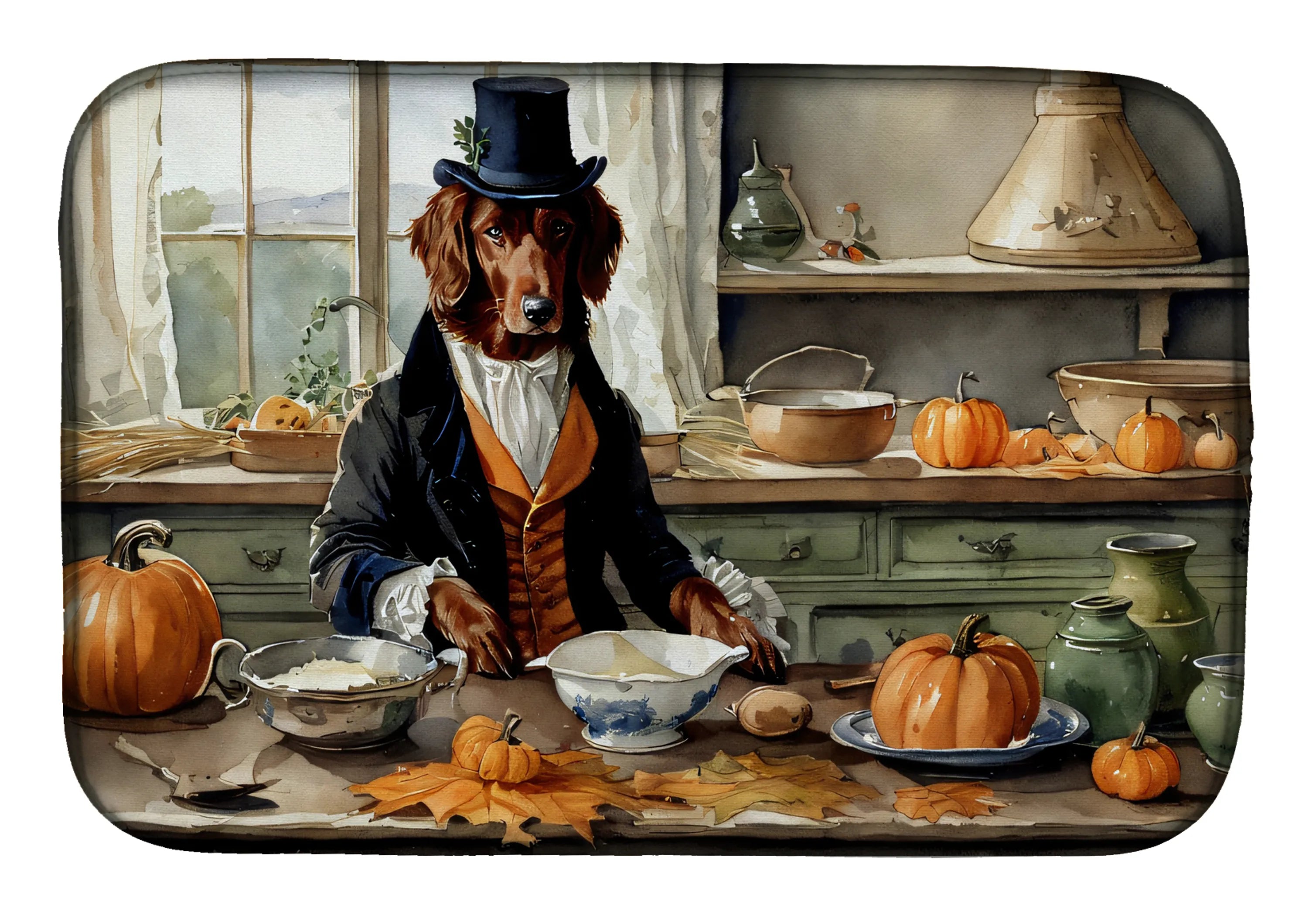 Fall Kitchen Pumpkin Pie Dish Drying Mat - Size: 14  X 21" | Pack Of: 1 | Collection name: Fall kitchen pumpkin pie