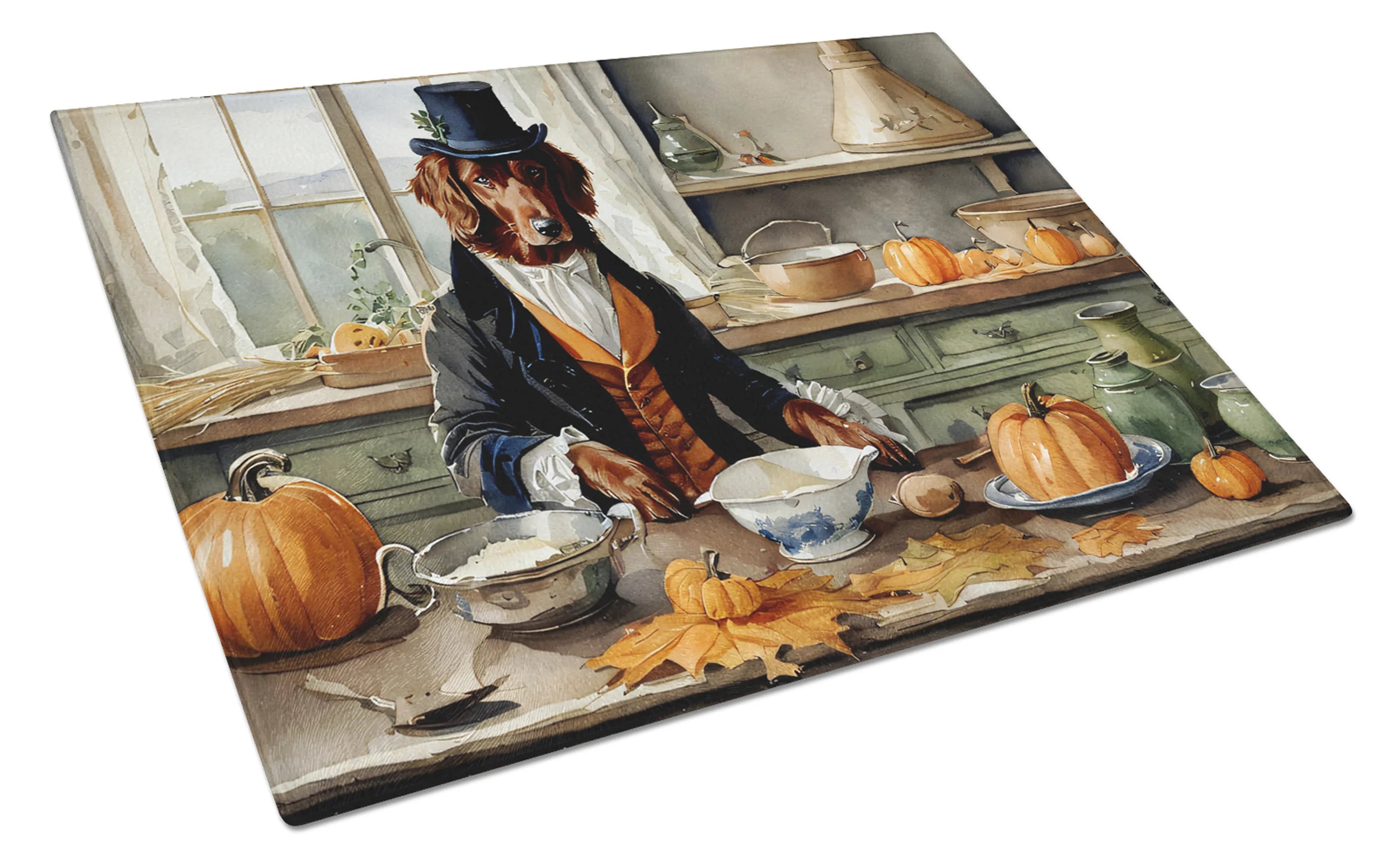 Fall Kitchen Pumpkin Pie Glass Cutting Board - Size: LARGE | Pack Of: 1 | Collection name: Fall kitchen pumpkin pie