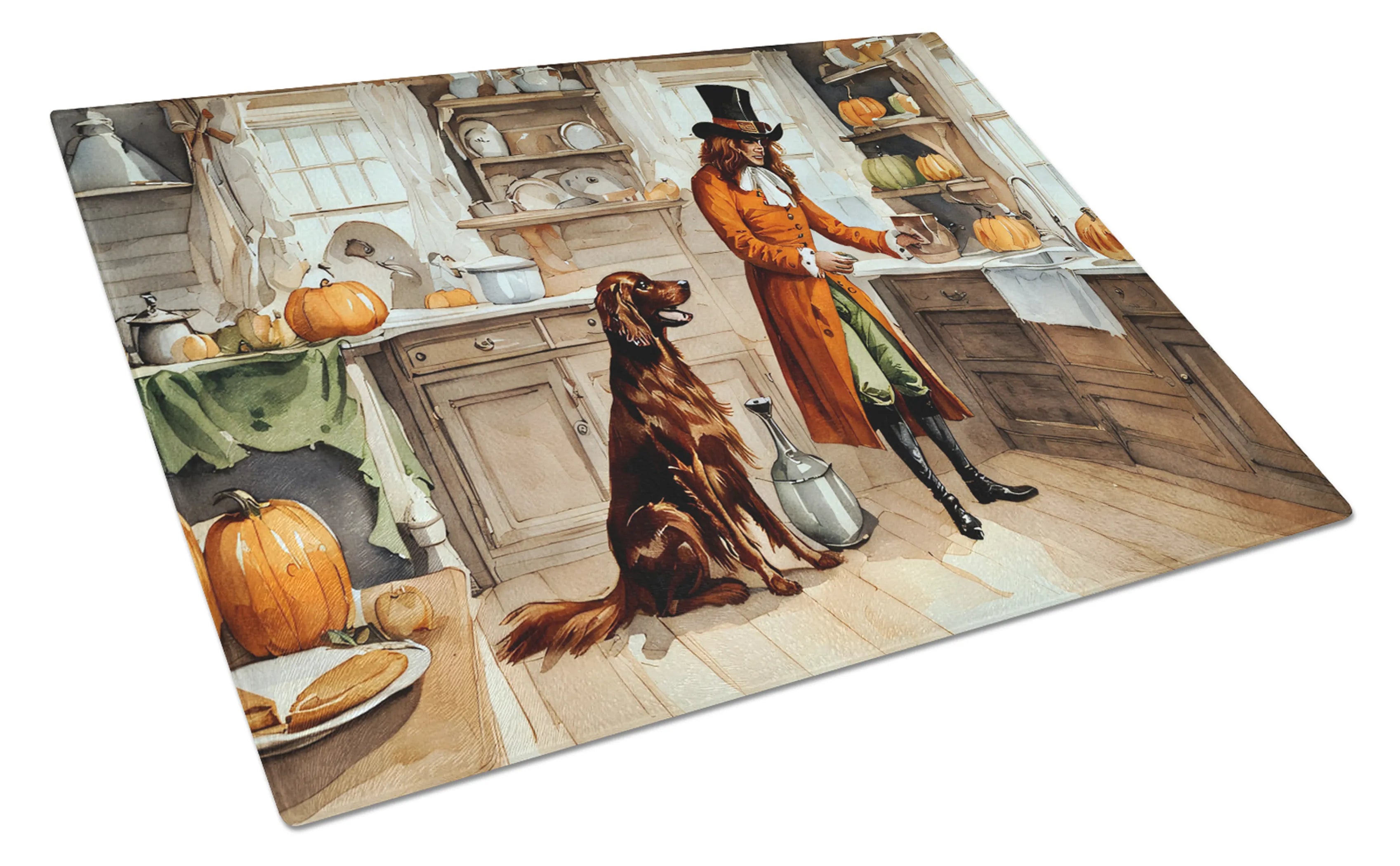 Fall Kitchen Pumpkin Pie Glass Cutting Board - Size: LARGE | Pack Of: 1 | Collection name: Fall kitchen pumpkin pie