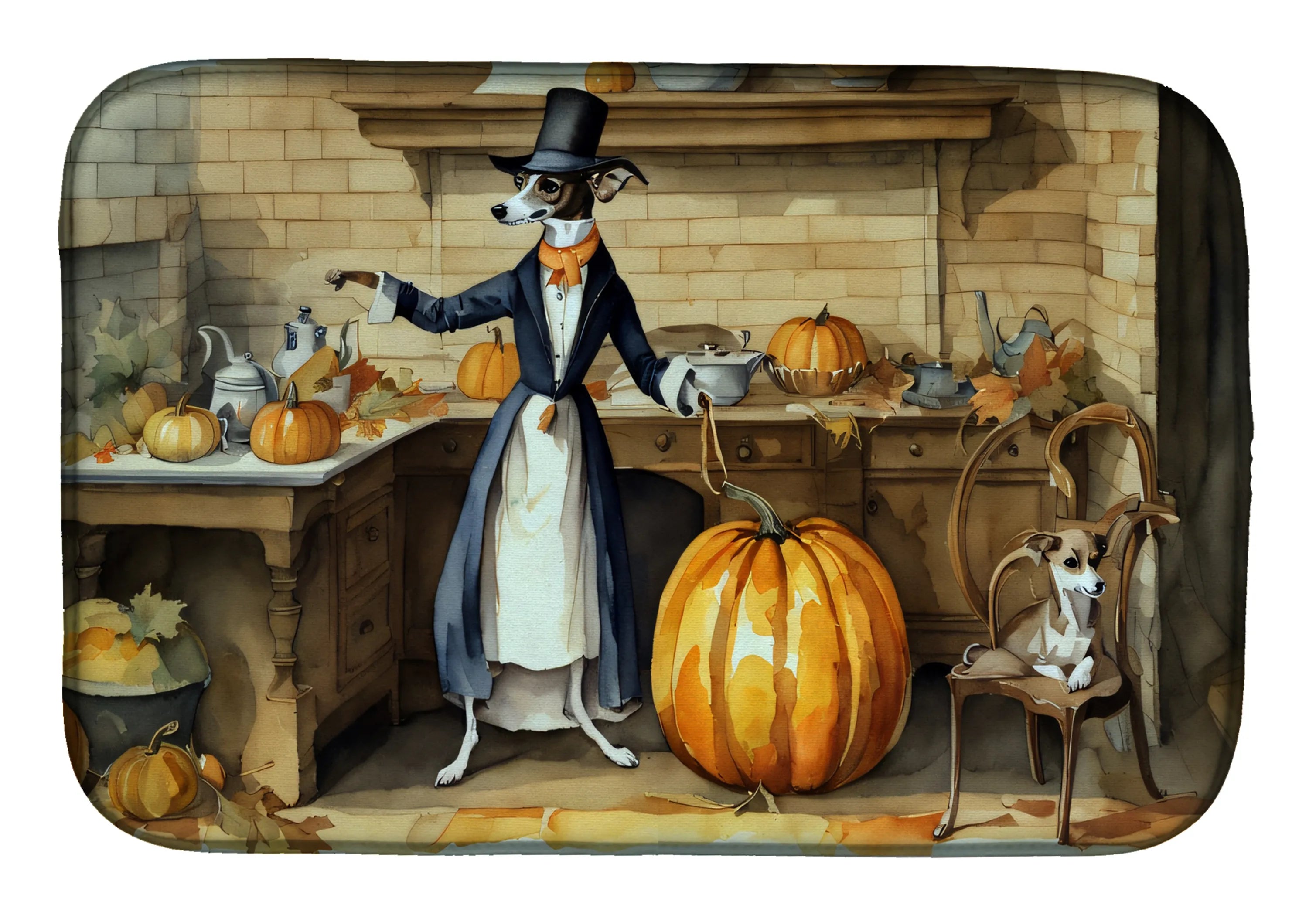 Fall Kitchen Pumpkin Pie Dish Drying Mat - Size: 14  X 21" | Pack Of: 1 | Collection name: Fall kitchen pumpkin pie