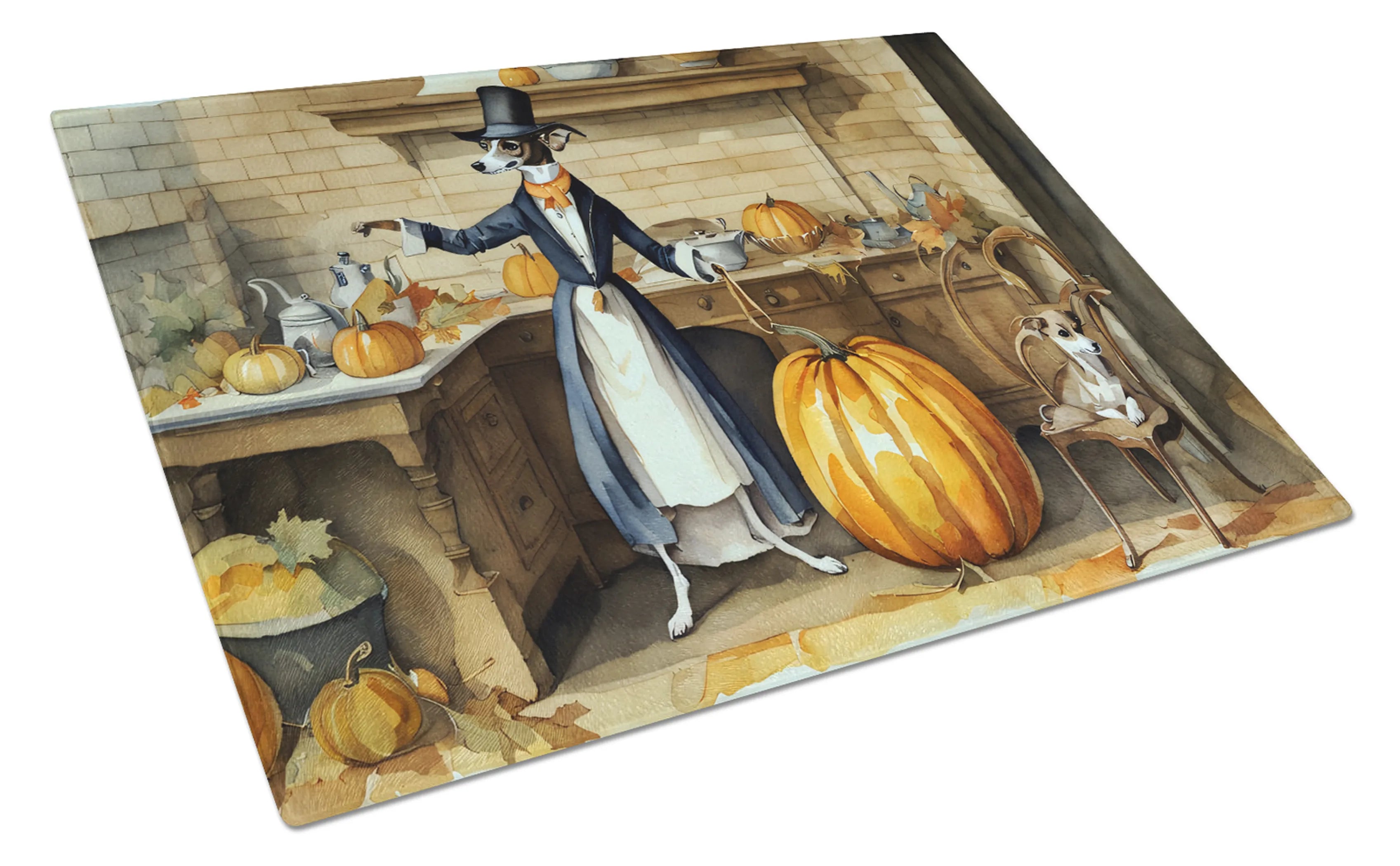 Fall Kitchen Pumpkin Pie Glass Cutting Board - Size: LARGE | Pack Of: 1 | Collection name: Fall kitchen pumpkin pie