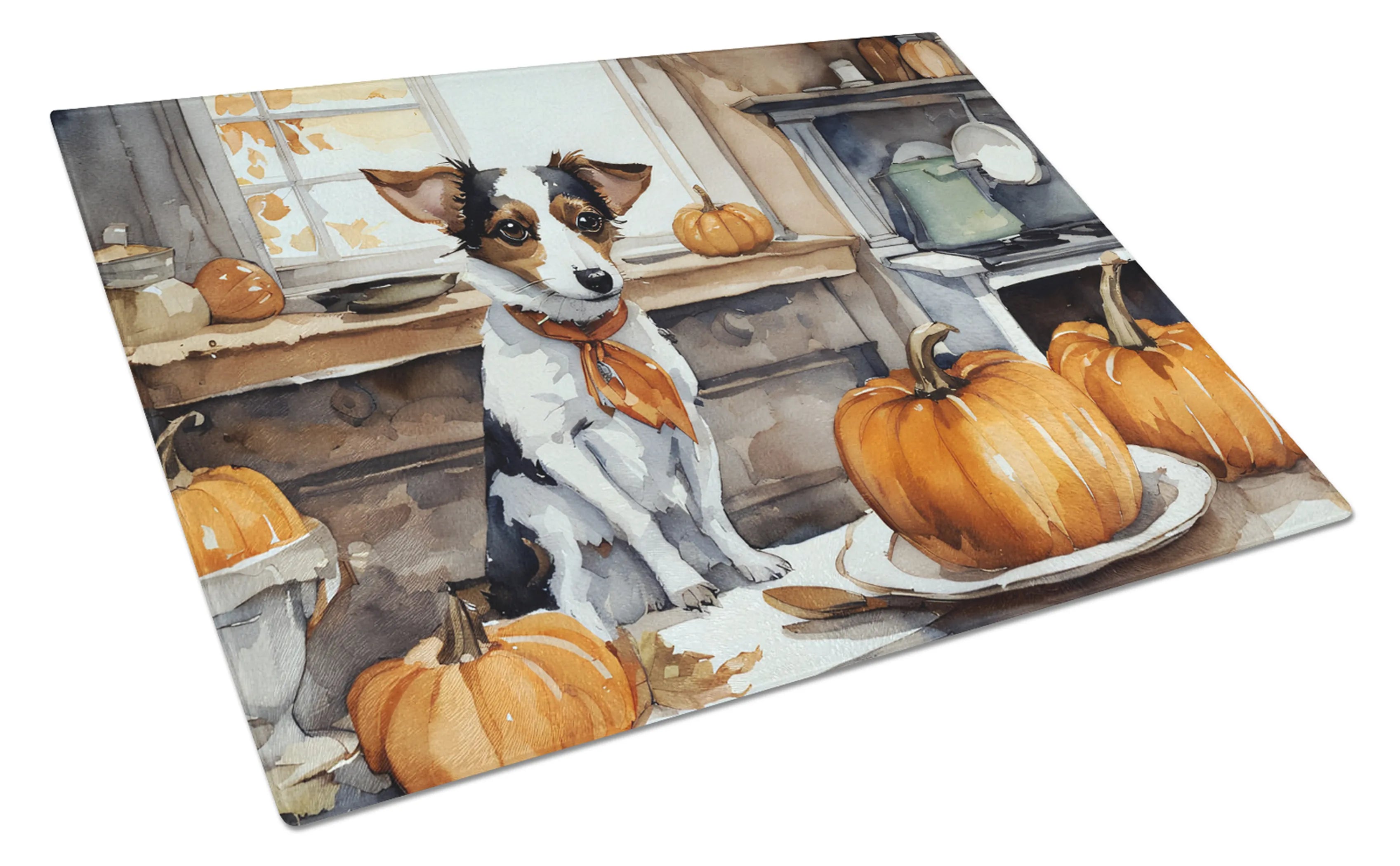 Fall Kitchen Pumpkin Pie Glass Cutting Board - Size: LARGE | Pack Of: 1 | Collection name: Fall kitchen pumpkin pie