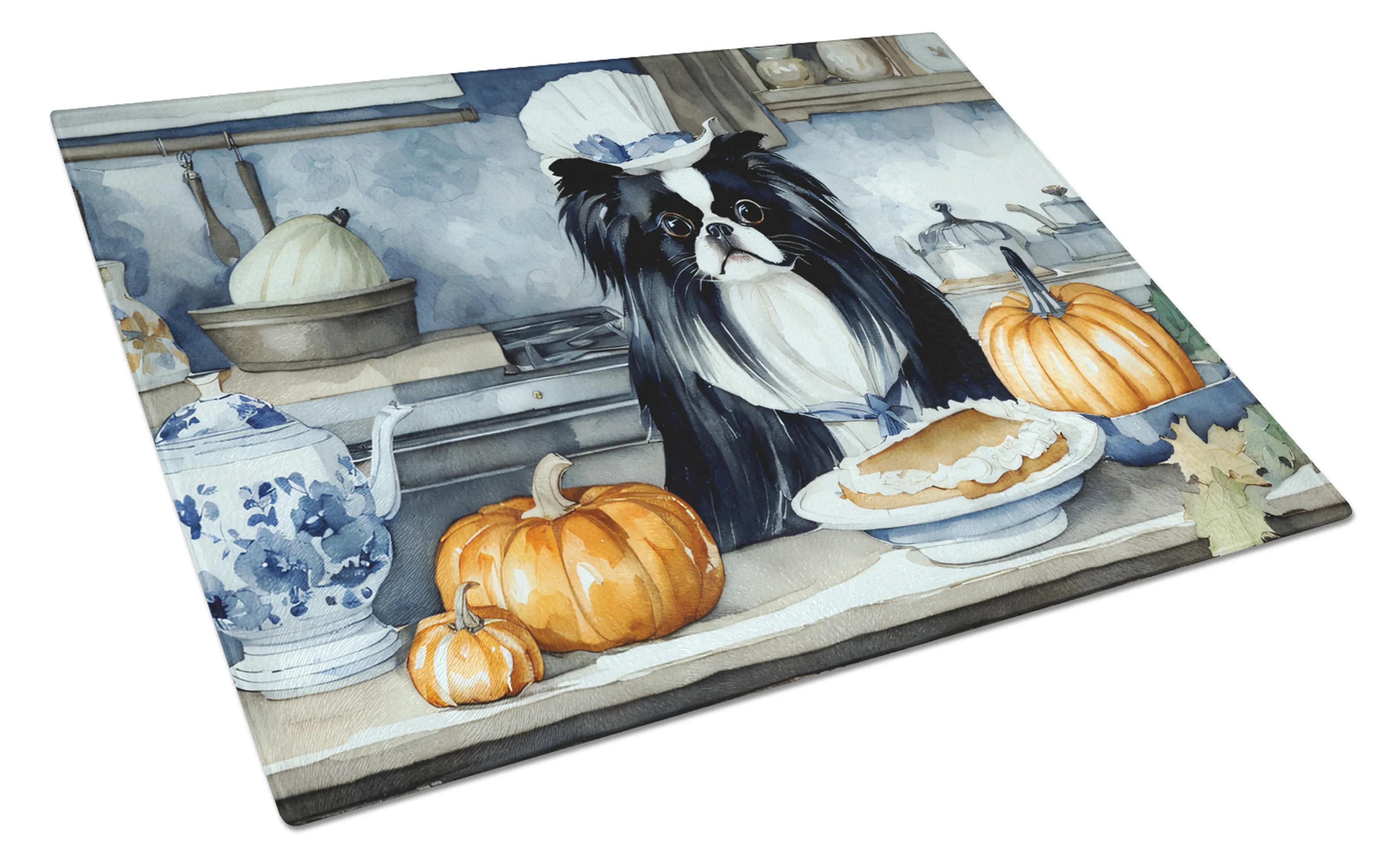 Fall Kitchen Pumpkin Pie Glass Cutting Board - Size: LARGE | Pack Of: 1 | Collection name: Fall kitchen pumpkin pie