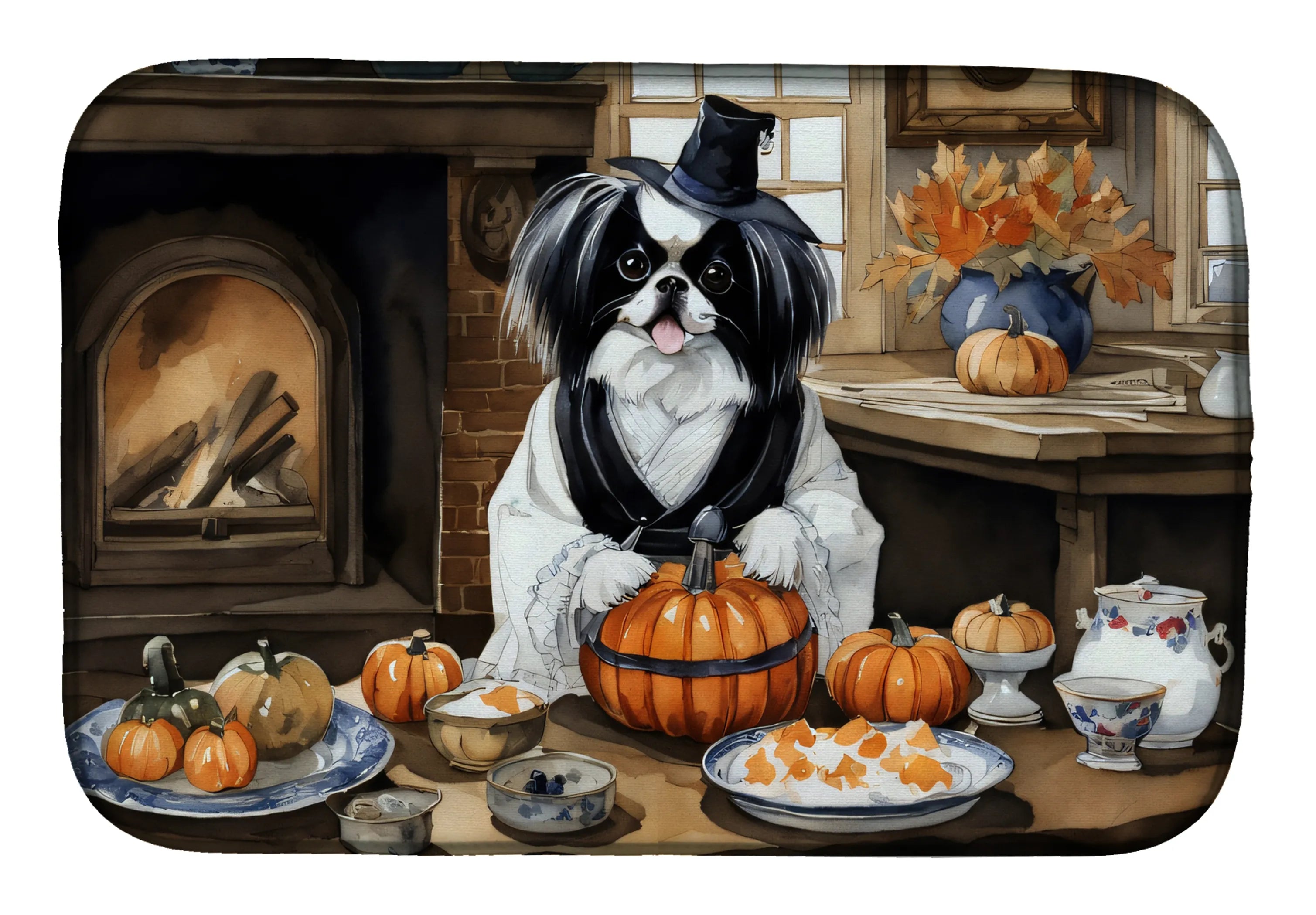Fall Kitchen Pumpkin Pie Dish Drying Mat - Size: 14  X 21" | Pack Of: 1 | Collection name: Fall kitchen pumpkin pie