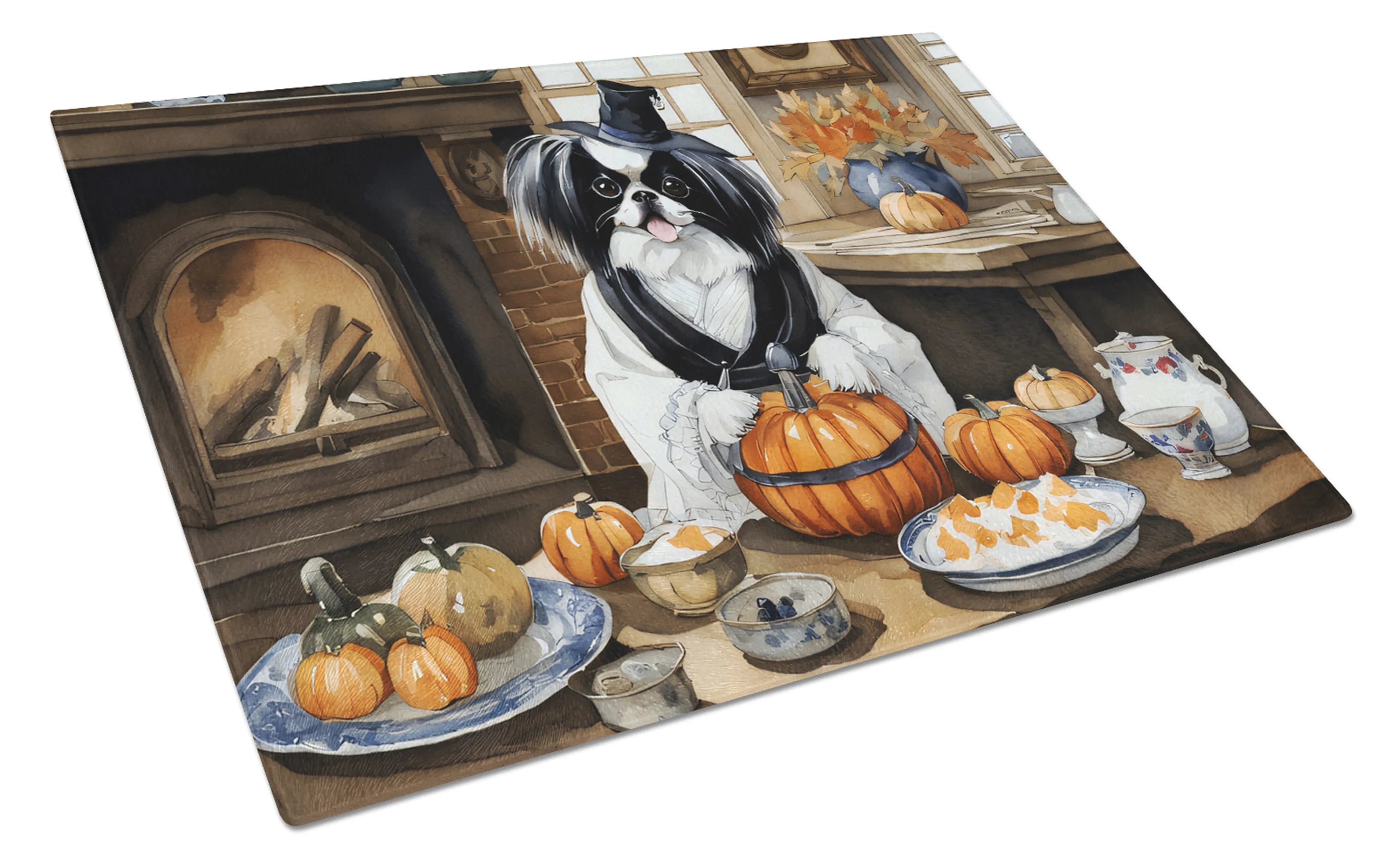 Fall Kitchen Pumpkin Pie Glass Cutting Board - Size: LARGE | Pack Of: 1 | Collection name: Fall kitchen pumpkin pie