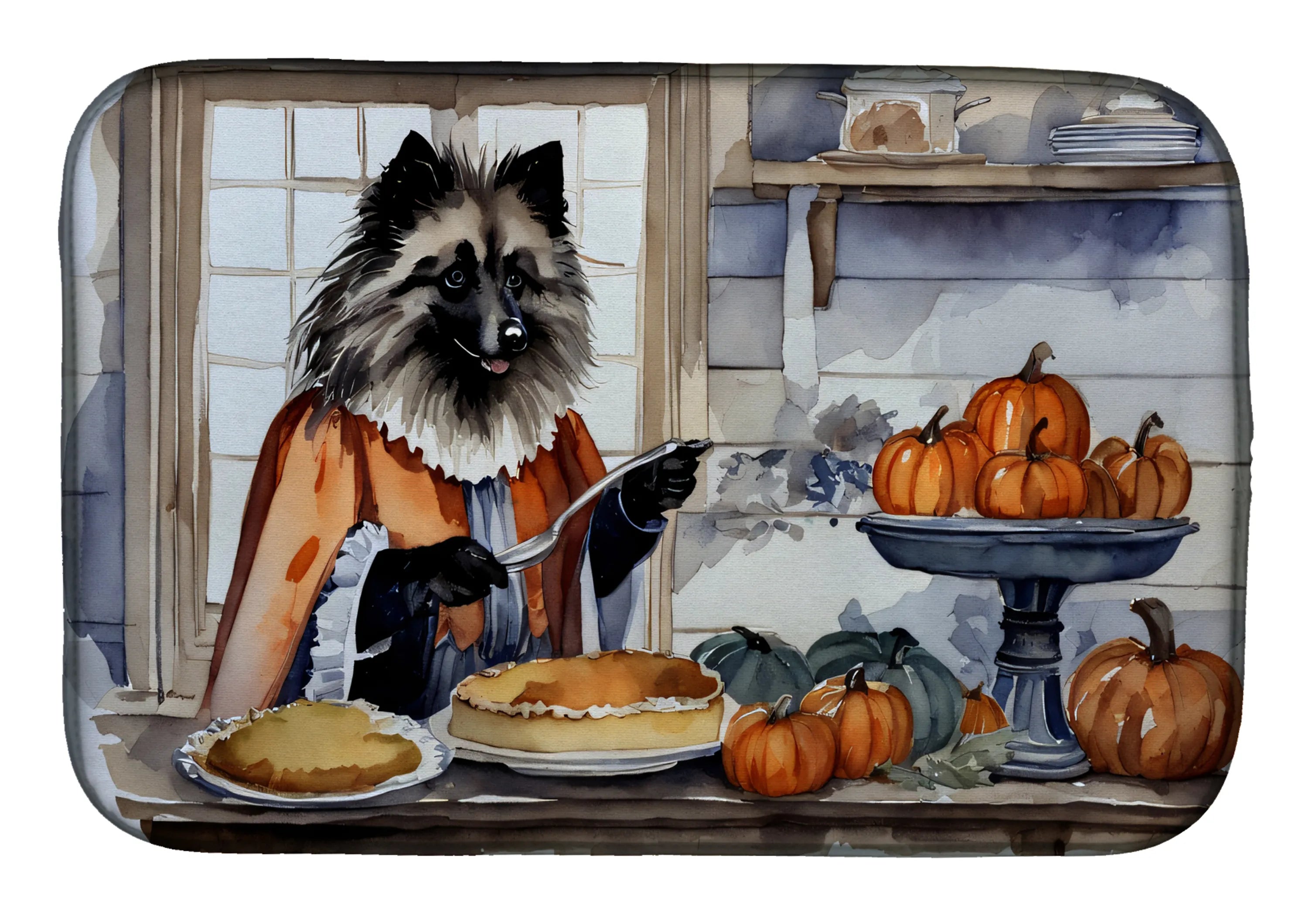 Fall Kitchen Pumpkin Pie Dish Drying Mat - Size: 14  X 21" | Pack Of: 1 | Collection name: Fall kitchen pumpkin pie