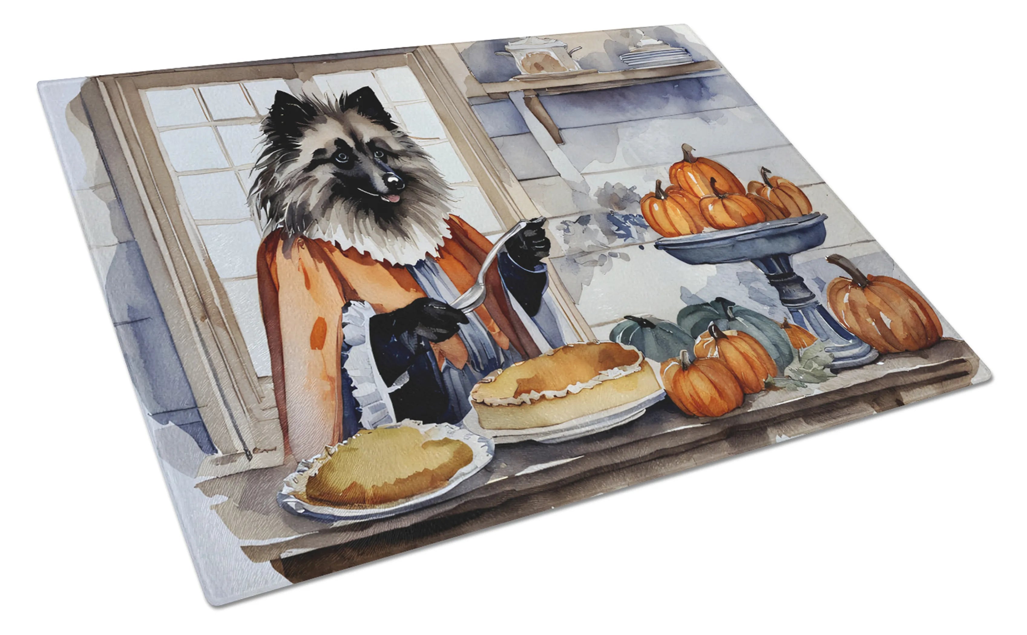 Fall Kitchen Pumpkin Pie Glass Cutting Board - Size: LARGE | Pack Of: 1 | Collection name: Fall kitchen pumpkin pie