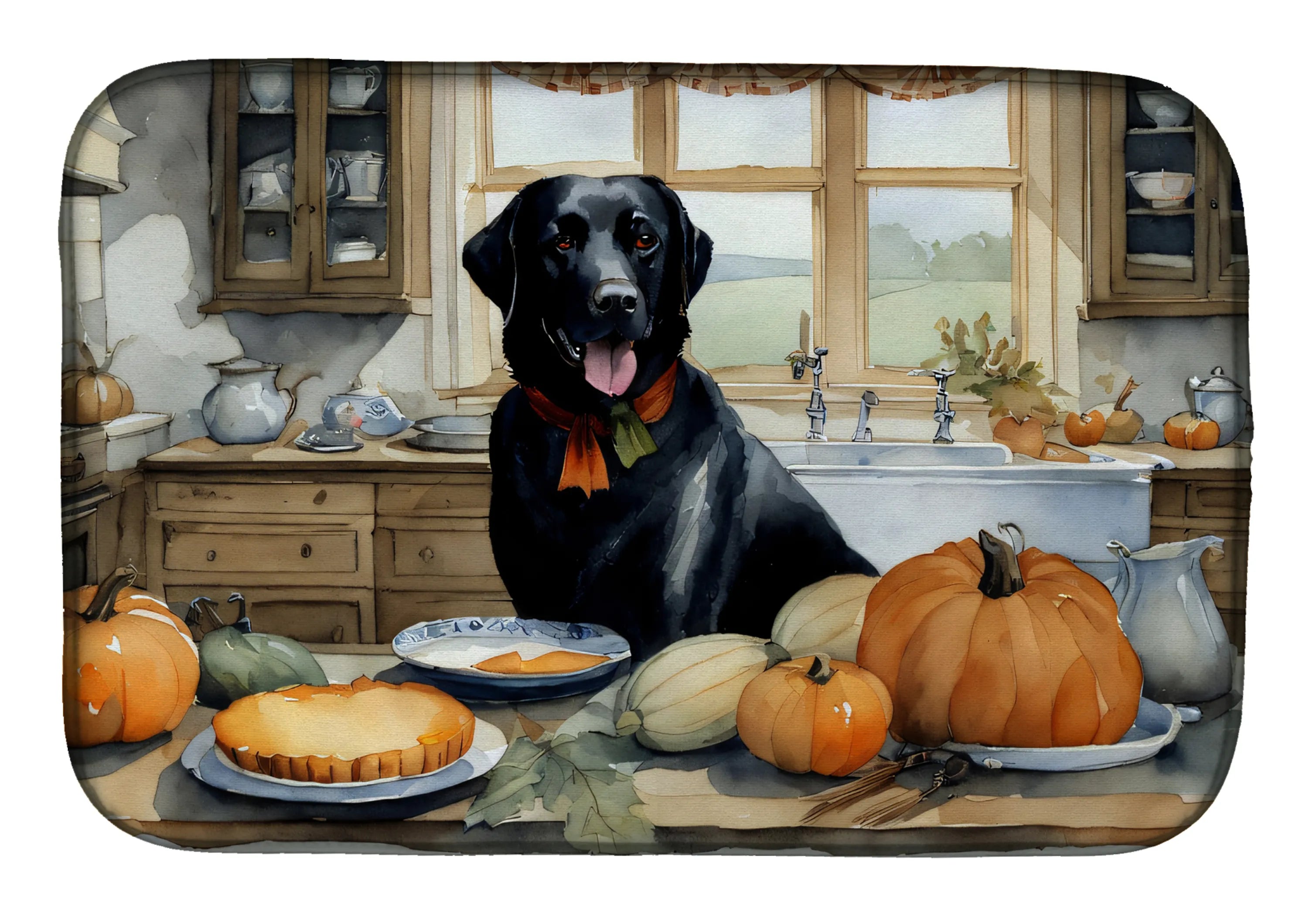 Fall Kitchen Pumpkin Pie Dish Drying Mat - Size: 14  X 21" | Pack Of: 1 | Collection name: Fall kitchen pumpkin pie