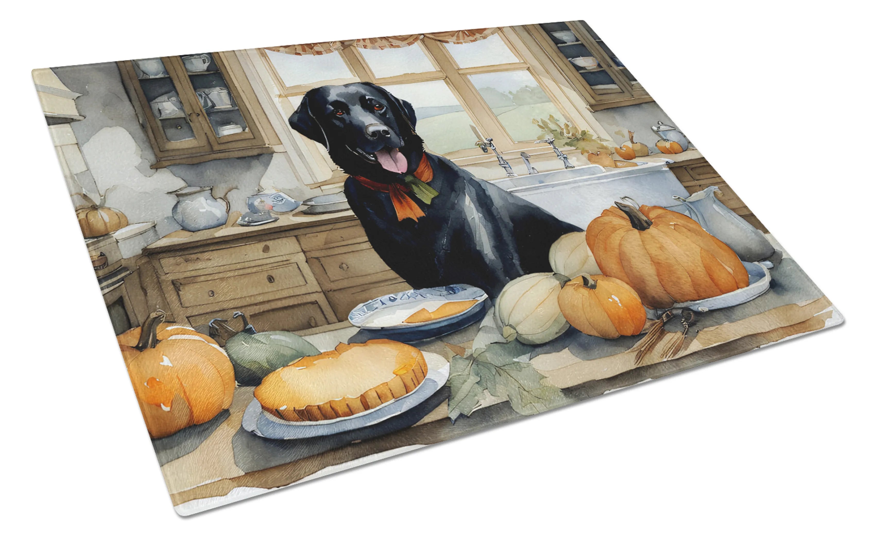 Fall Kitchen Pumpkin Pie Glass Cutting Board - Size: LARGE | Pack Of: 1 | Collection name: Fall kitchen pumpkin pie