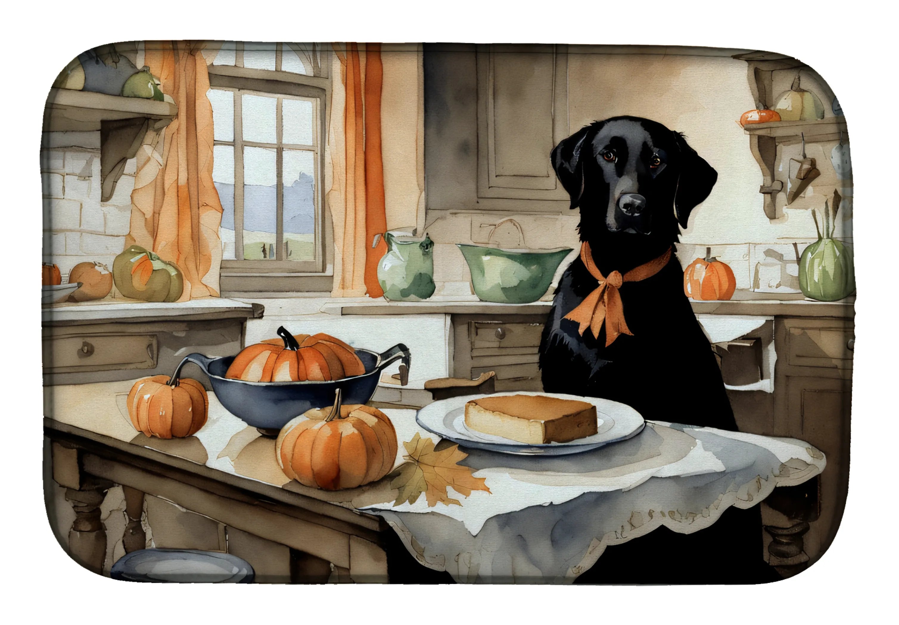 Fall Kitchen Pumpkin Pie Dish Drying Mat - Size: 14  X 21" | Pack Of: 1 | Collection name: Fall kitchen pumpkin pie