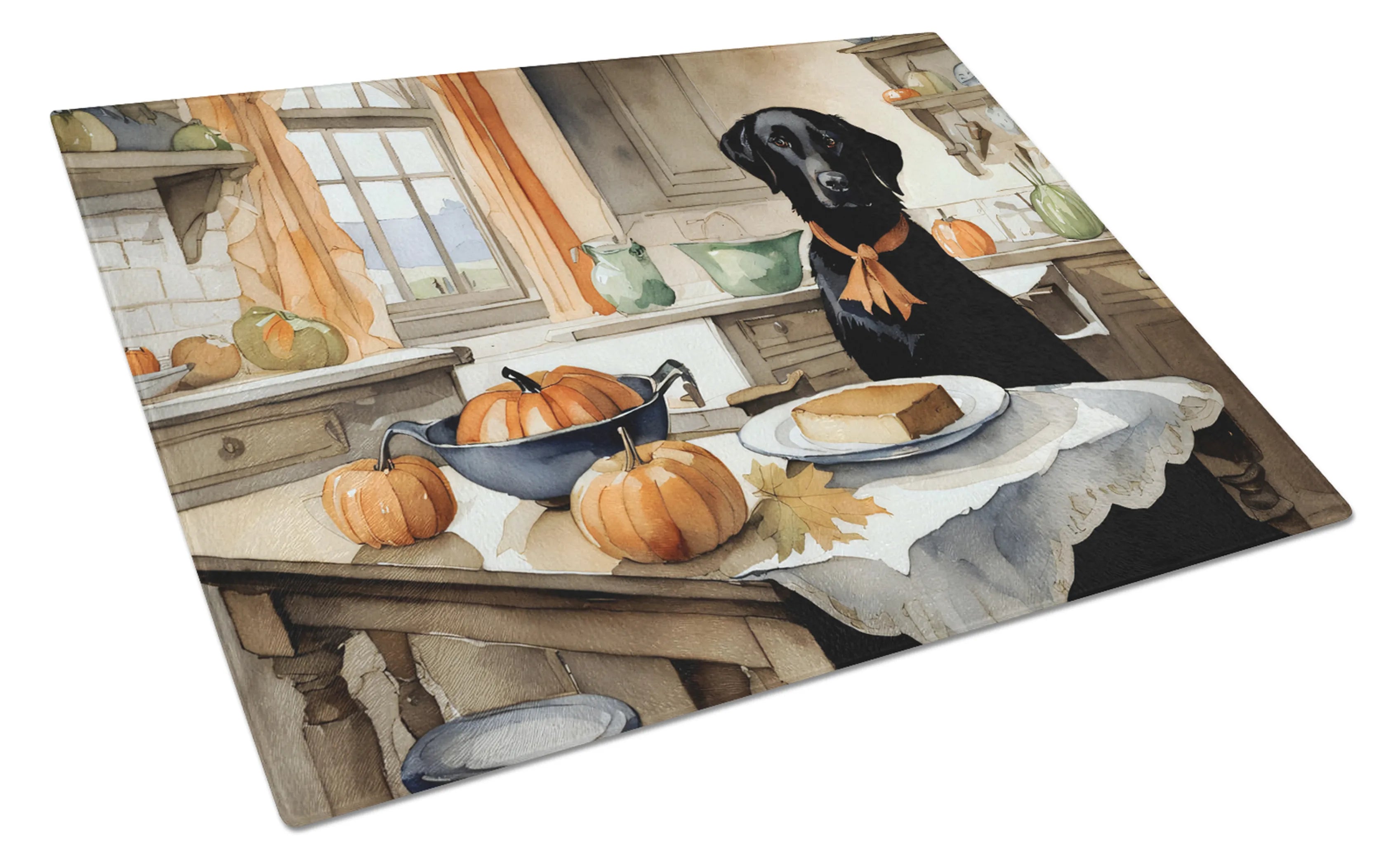 Fall Kitchen Pumpkin Pie Glass Cutting Board - Size: LARGE | Pack Of: 1 | Collection name: Fall kitchen pumpkin pie