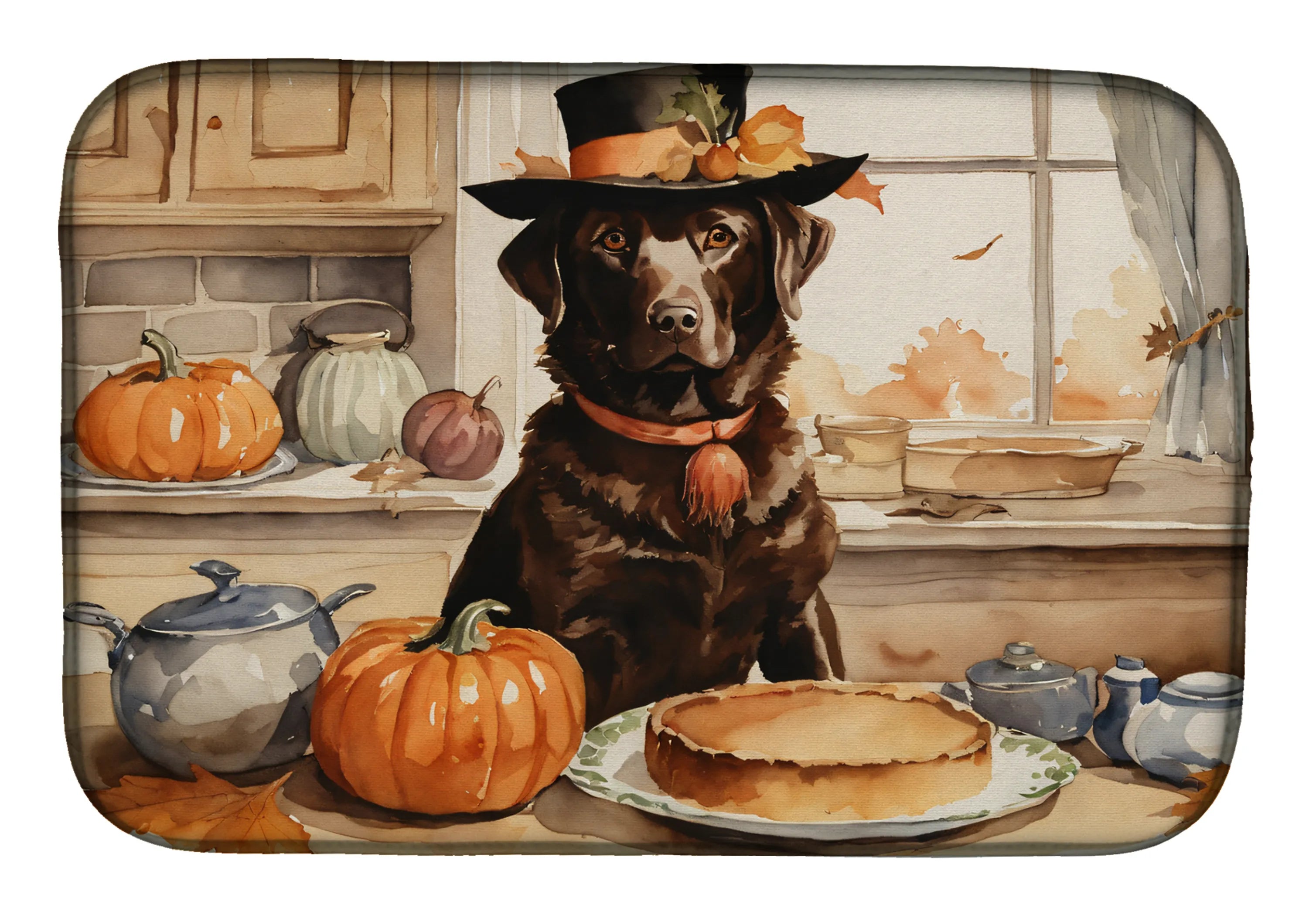 Fall Kitchen Pumpkin Pie Dish Drying Mat - Size: 14  X 21" | Pack Of: 1 | Collection name: Fall kitchen pumpkin pie
