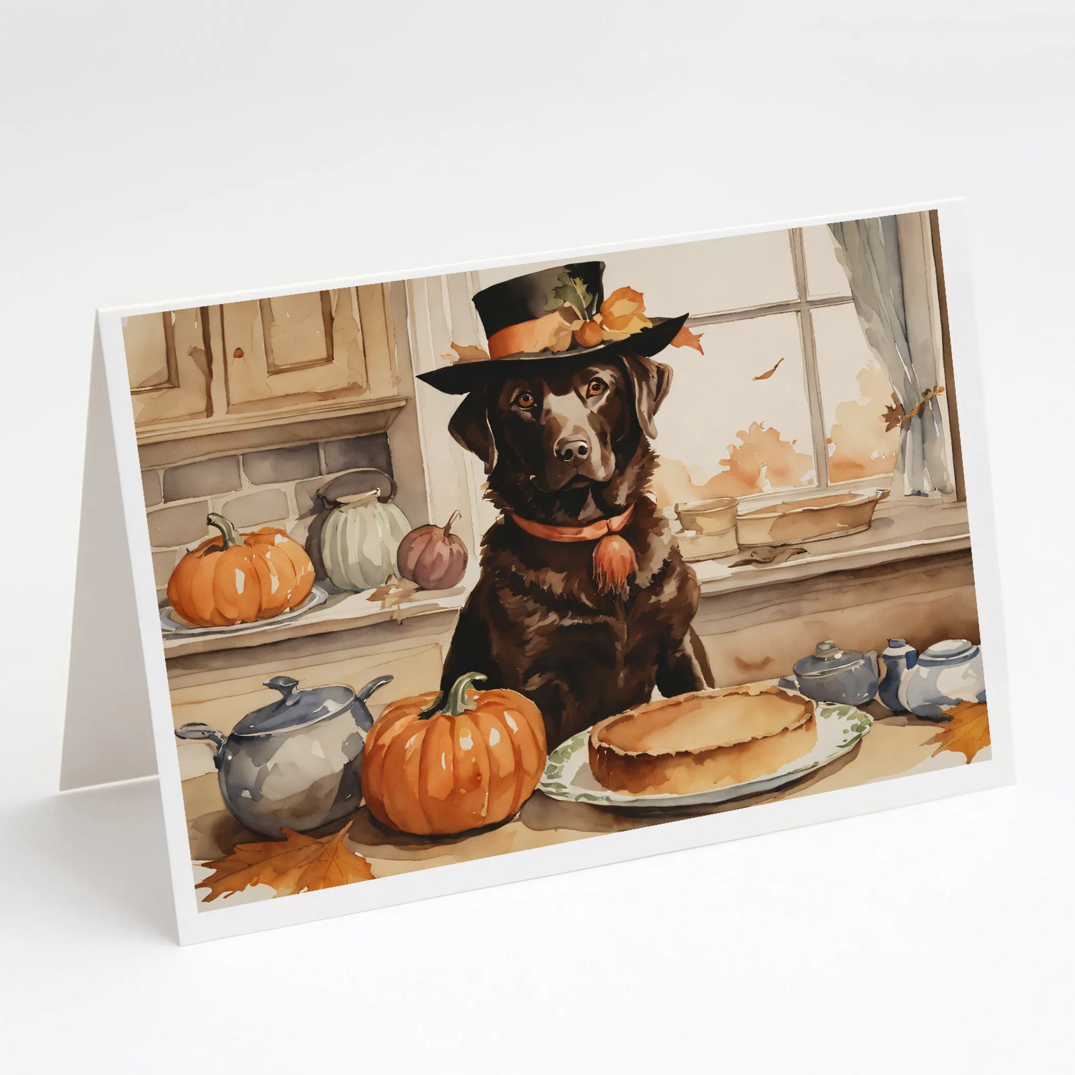 Fall Kitchen Pumpkin Pie Greeting Cards  - Size: 5X7 | Pack Of: 1 | Collection name: Fall kitchen pumpkin pie
