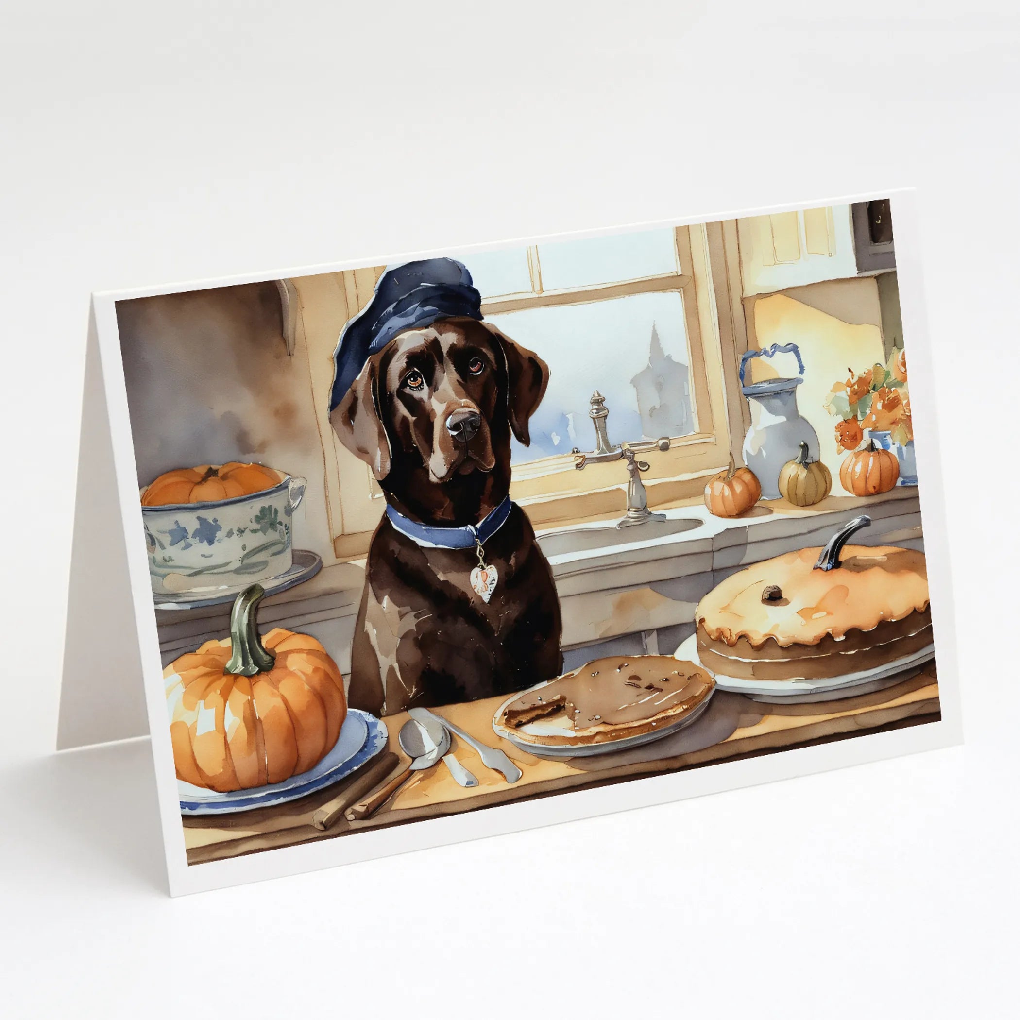 Fall Kitchen Pumpkin Pie Greeting Cards  - Size: 5X7 | Pack Of: 1 | Collection name: Fall kitchen pumpkin pie