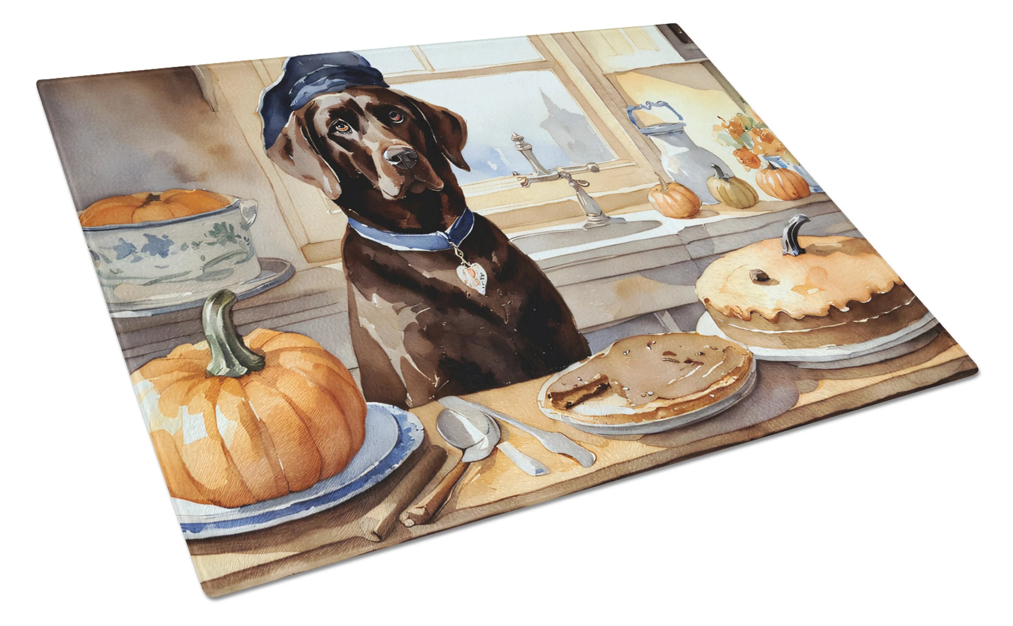 Fall Kitchen Pumpkin Pie Glass Cutting Board - Size: LARGE | Pack Of: 1 | Collection name: Fall kitchen pumpkin pie
