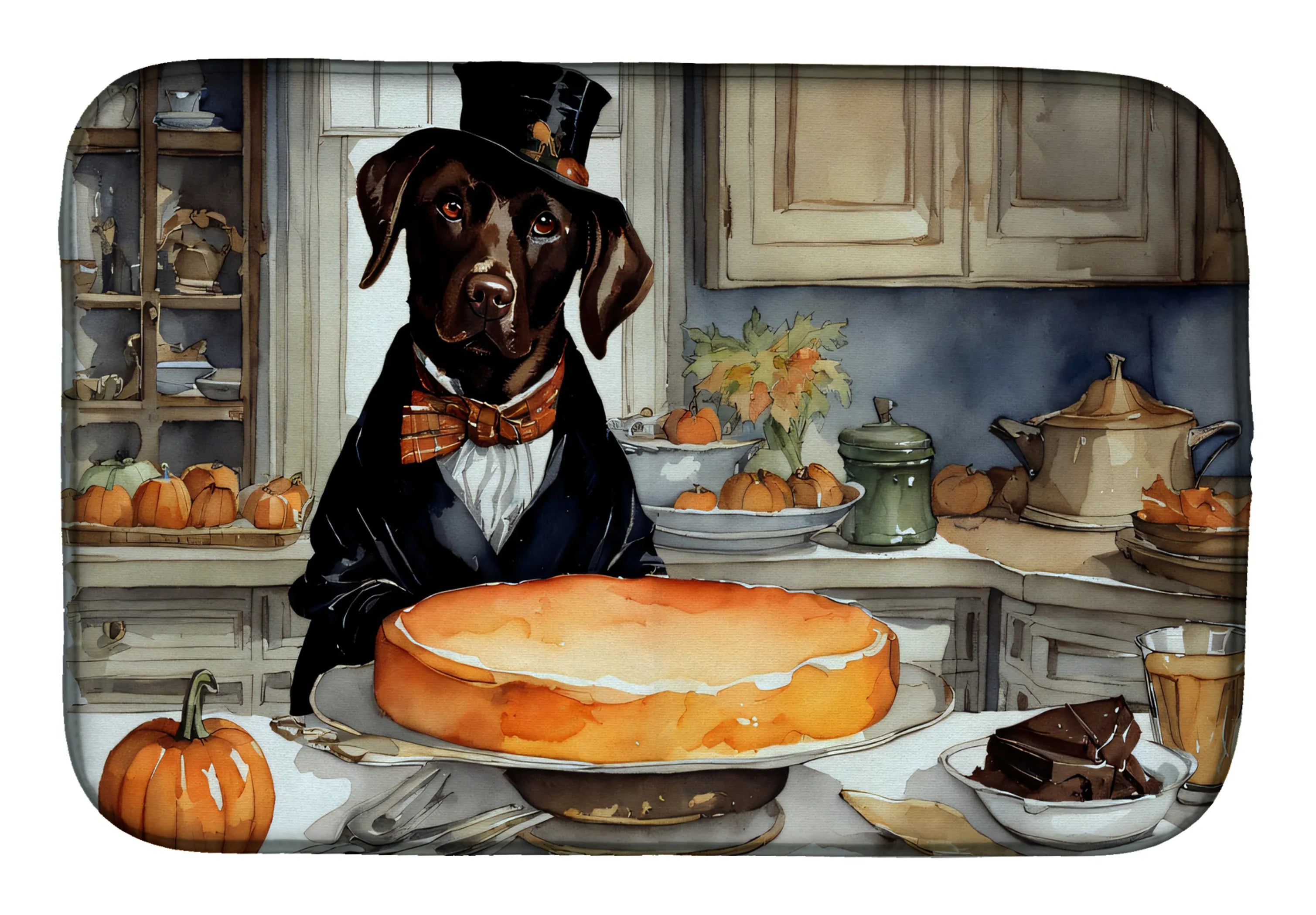 Fall Kitchen Pumpkin Pie Dish Drying Mat - Size: 14  X 21" | Pack Of: 1 | Collection name: Fall kitchen pumpkin pie