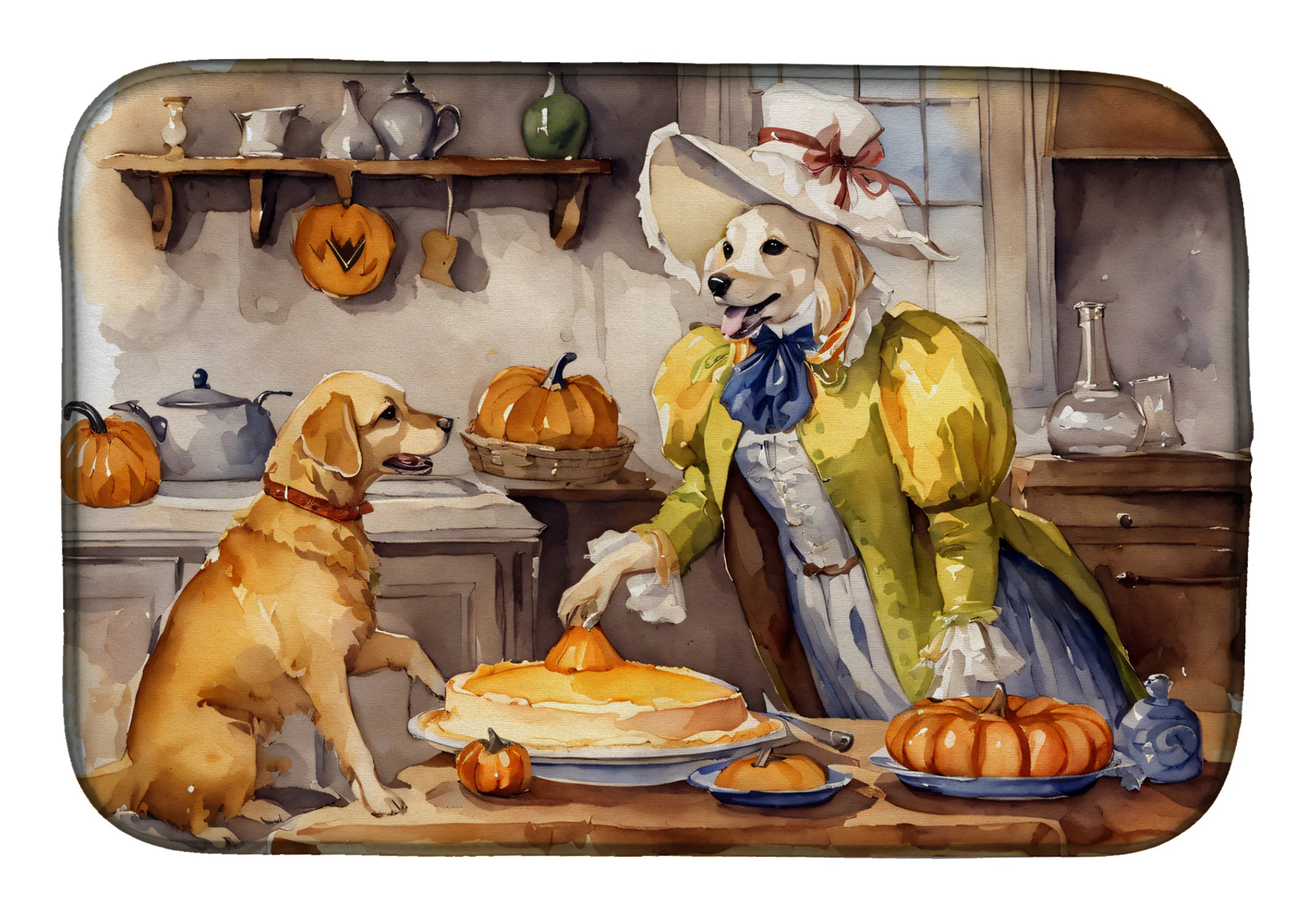 Fall Kitchen Pumpkin Pie Dish Drying Mat - Size: 14  X 21" | Pack Of: 1 | Collection name: Fall kitchen pumpkin pie