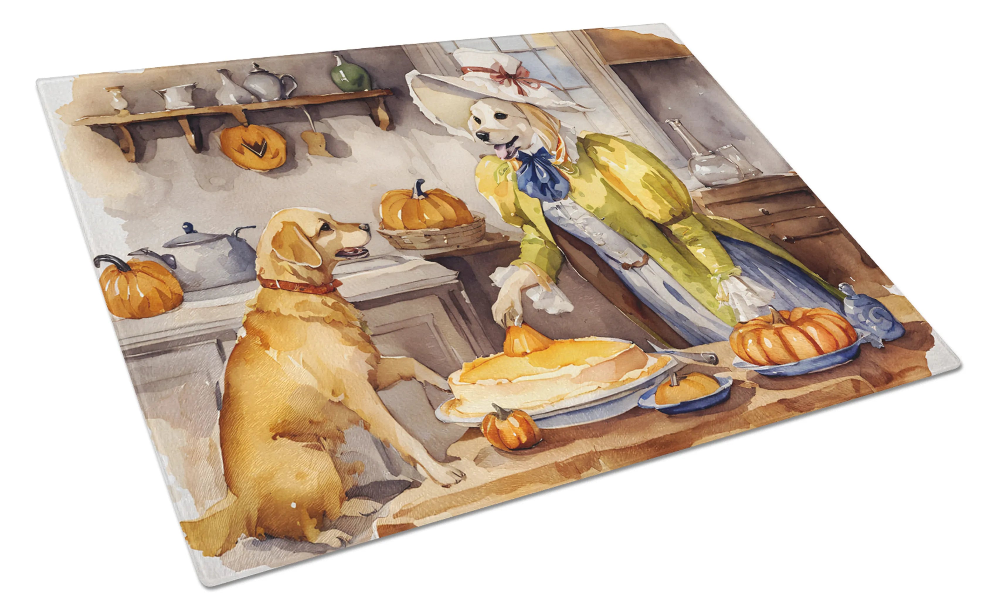 Fall Kitchen Pumpkin Pie Glass Cutting Board - Size: LARGE | Pack Of: 1 | Collection name: Fall kitchen pumpkin pie