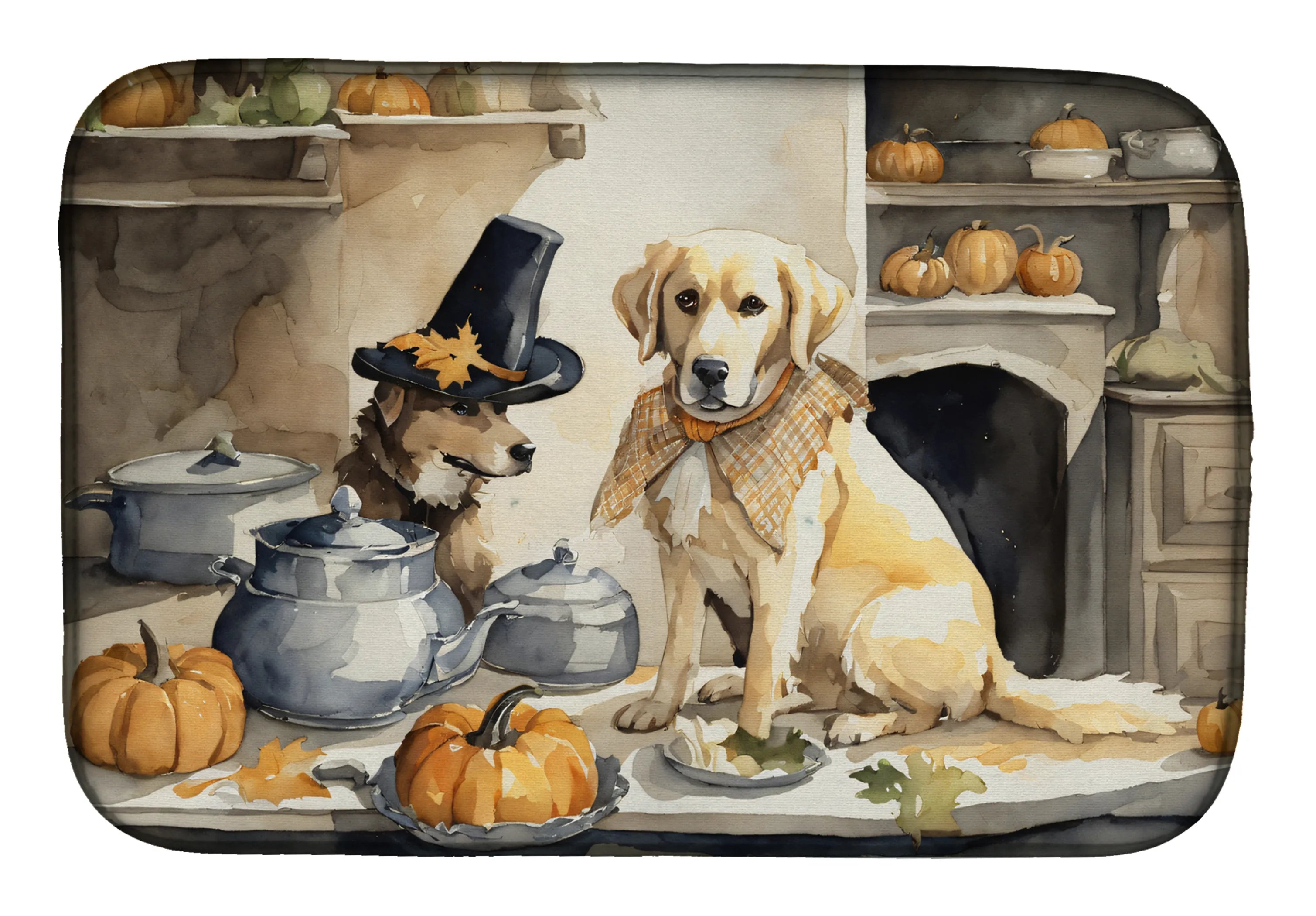 Fall Kitchen Pumpkin Pie Dish Drying Mat - Size: 14  X 21" | Pack Of: 1 | Collection name: Fall kitchen pumpkin pie
