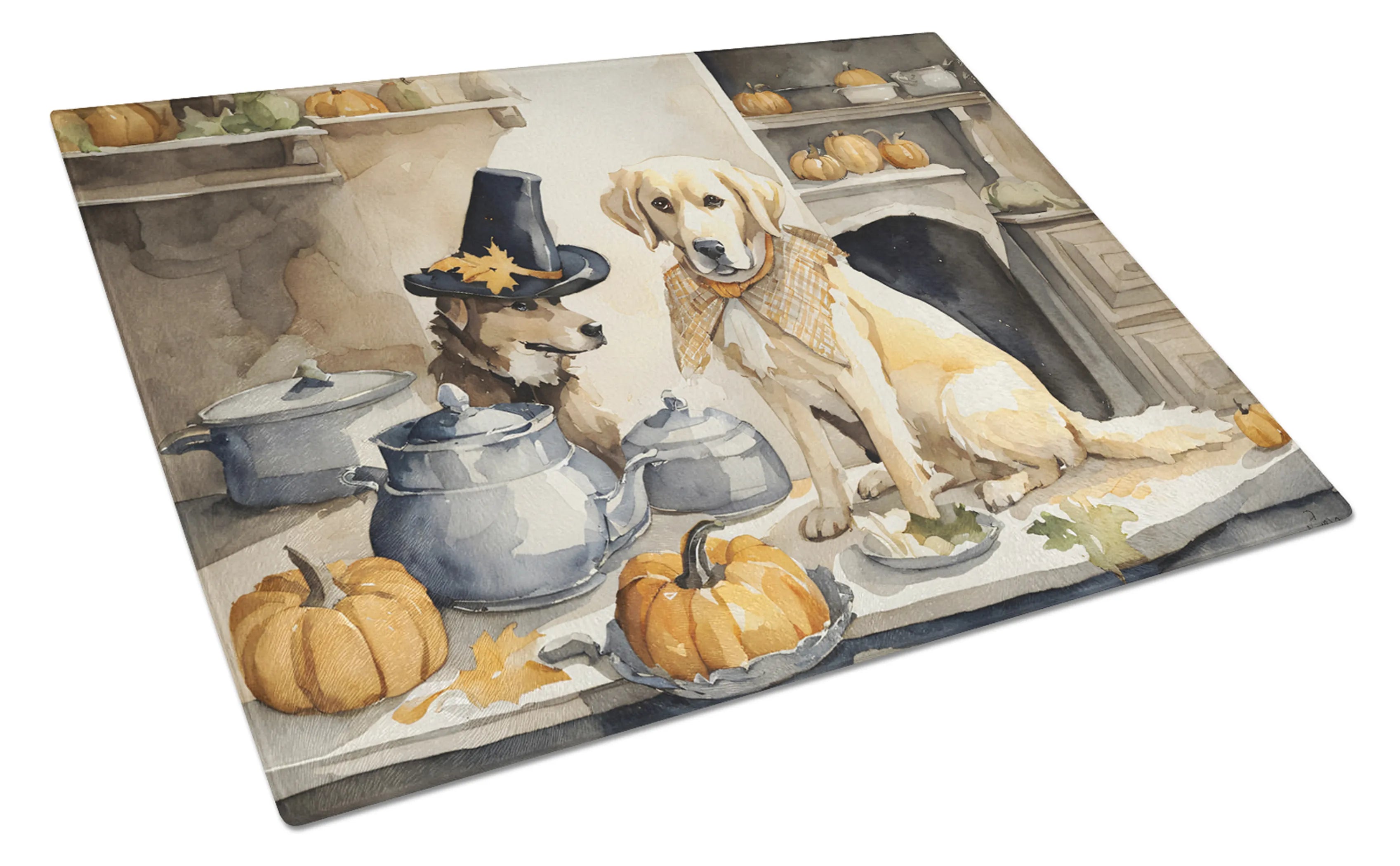 Fall Kitchen Pumpkin Pie Glass Cutting Board - Size: LARGE | Pack Of: 1 | Collection name: Fall kitchen pumpkin pie