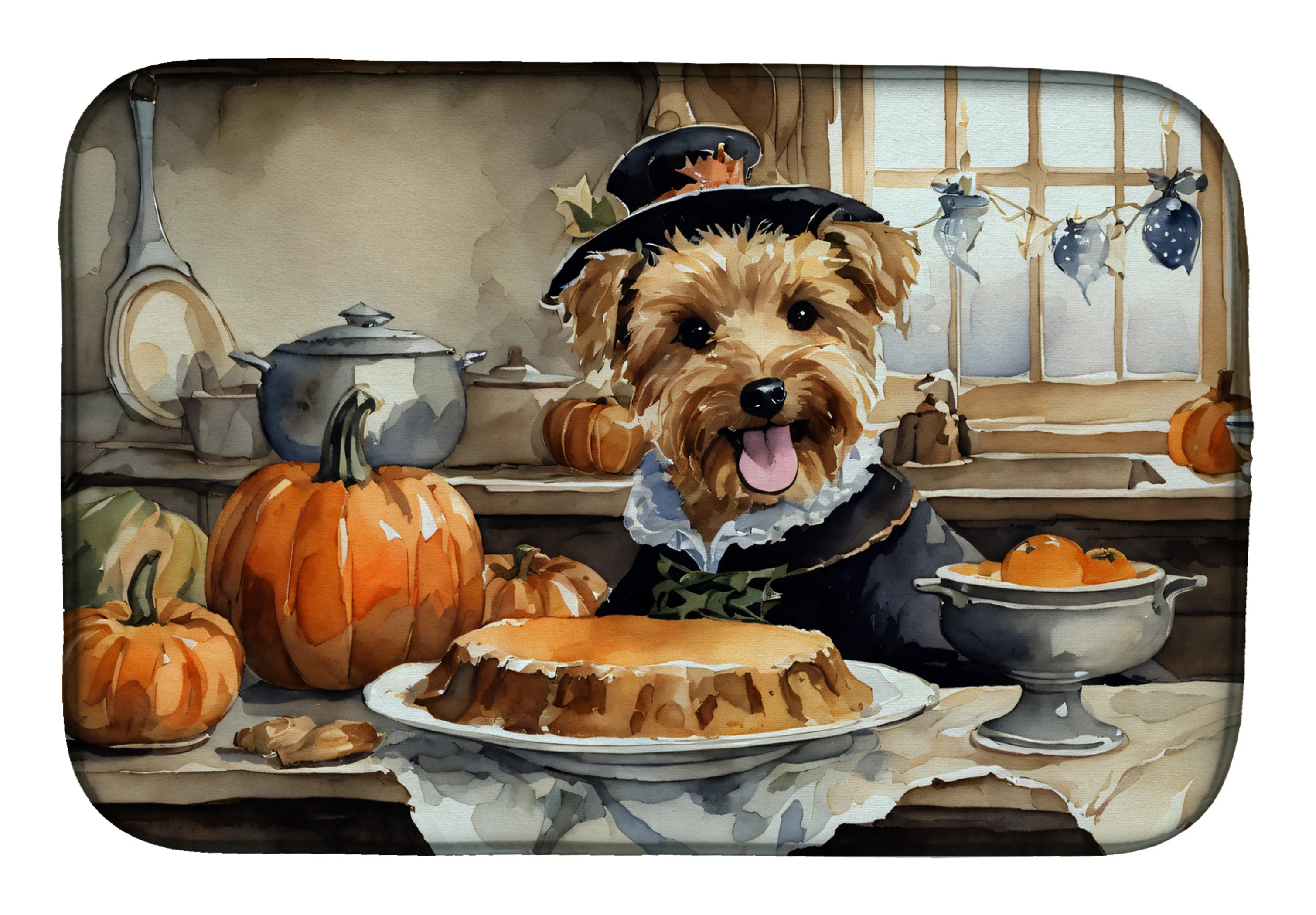 Fall Kitchen Pumpkin Pie Dish Drying Mat - Size: 14  X 21" | Pack Of: 1 | Collection name: Fall kitchen pumpkin pie
