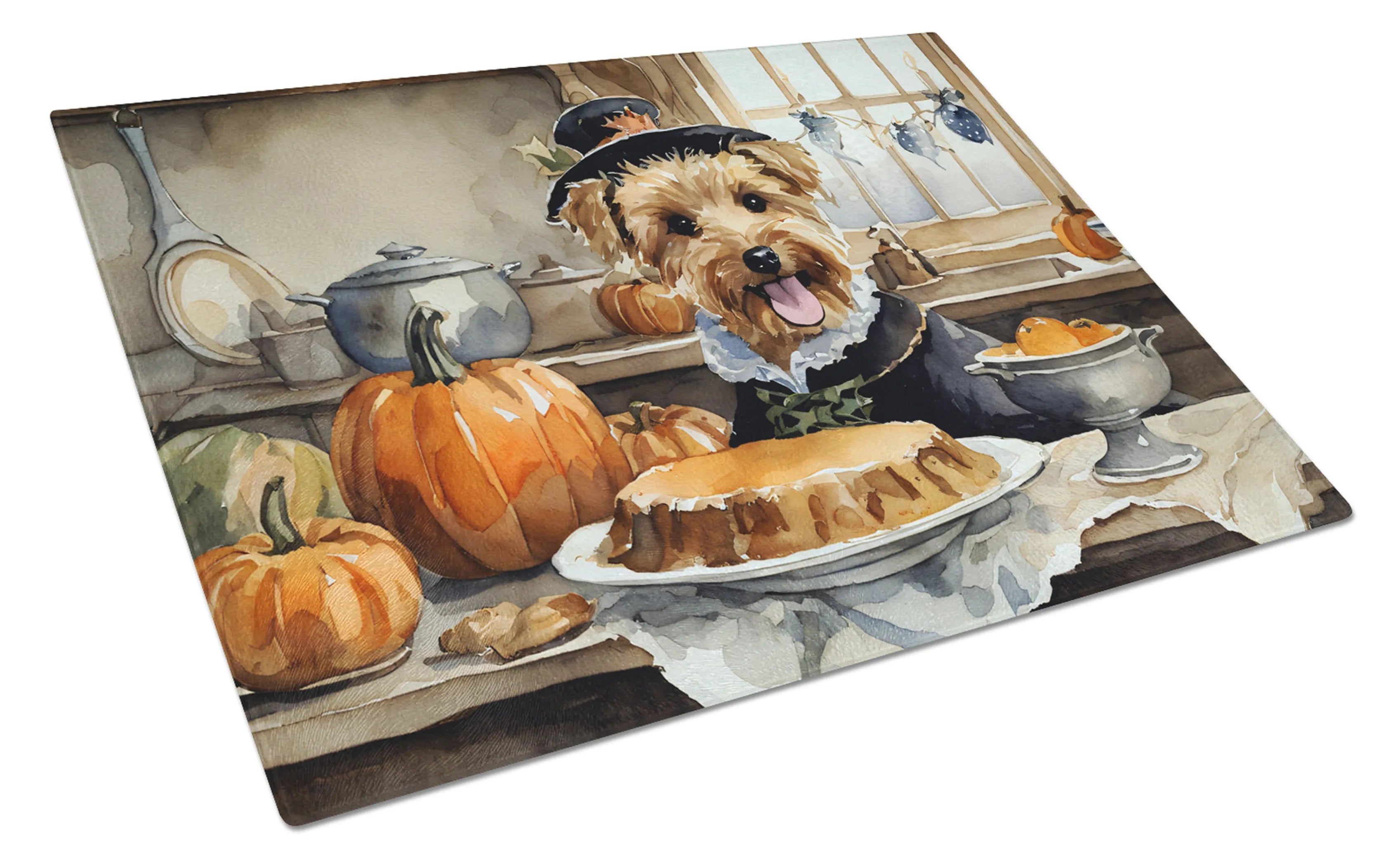 Fall Kitchen Pumpkin Pie Glass Cutting Board - Size: LARGE | Pack Of: 1 | Collection name: Fall kitchen pumpkin pie