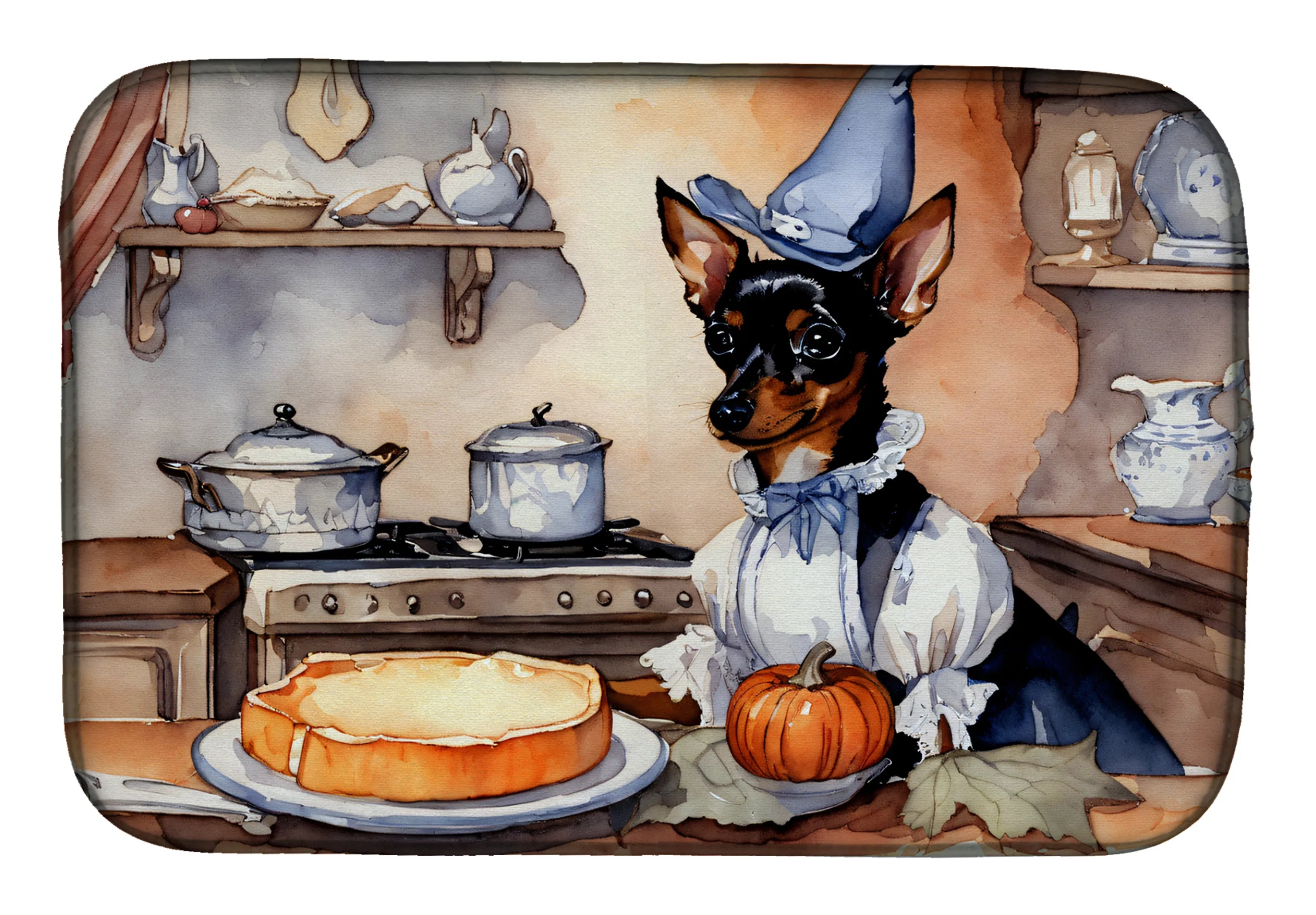 Fall Kitchen Pumpkin Pie Dish Drying Mat - Size: 14  X 21" | Pack Of: 1 | Collection name: Fall kitchen pumpkin pie