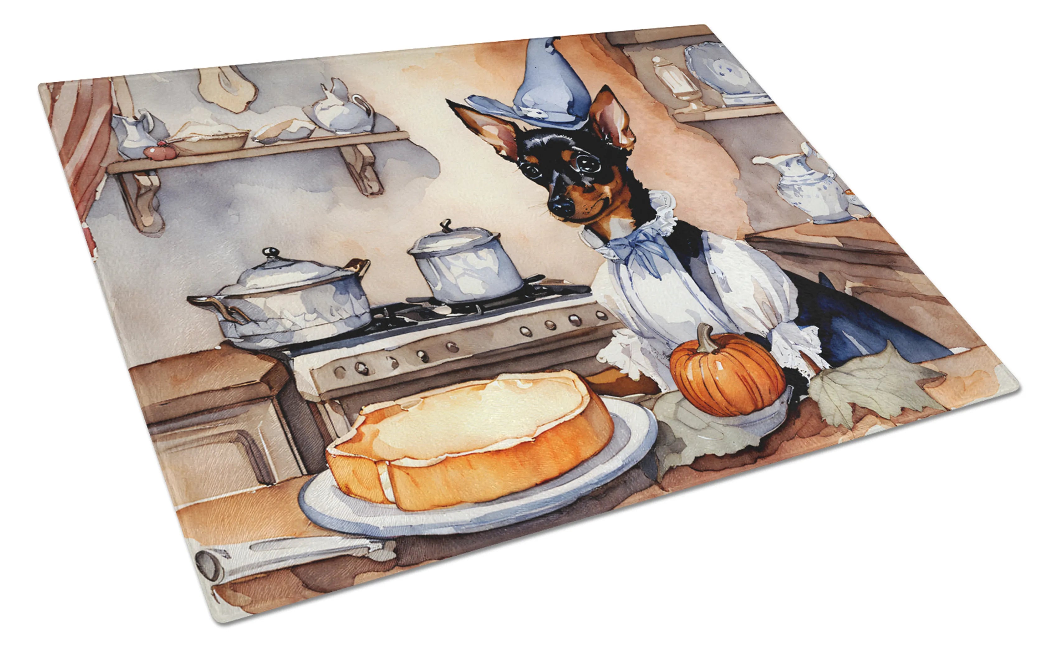 Fall Kitchen Pumpkin Pie Glass Cutting Board - Size: LARGE | Pack Of: 1 | Collection name: Fall kitchen pumpkin pie
