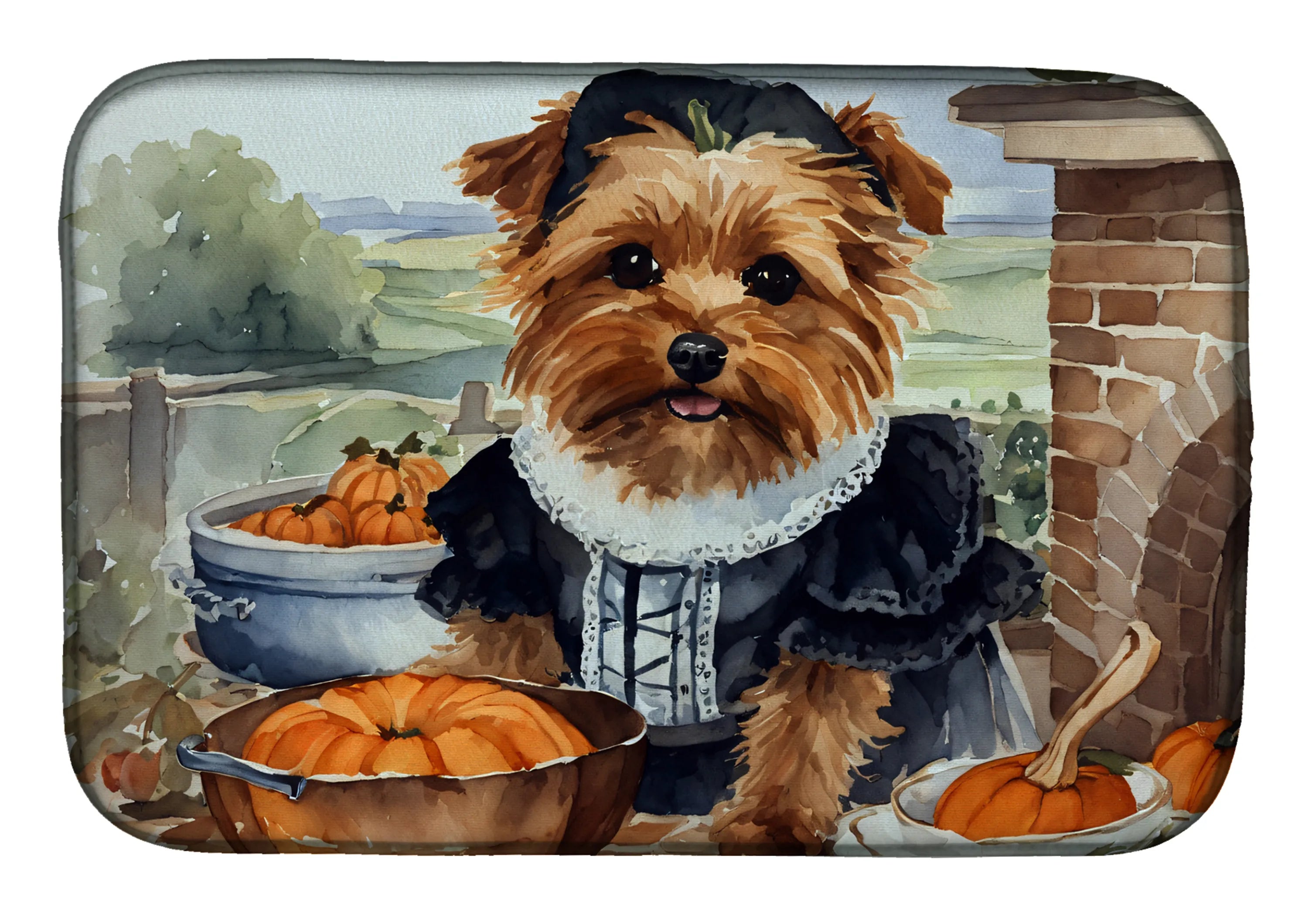 Fall Kitchen Pumpkin Pie Dish Drying Mat - Size: 14  X 21" | Pack Of: 1 | Collection name: Fall kitchen pumpkin pie