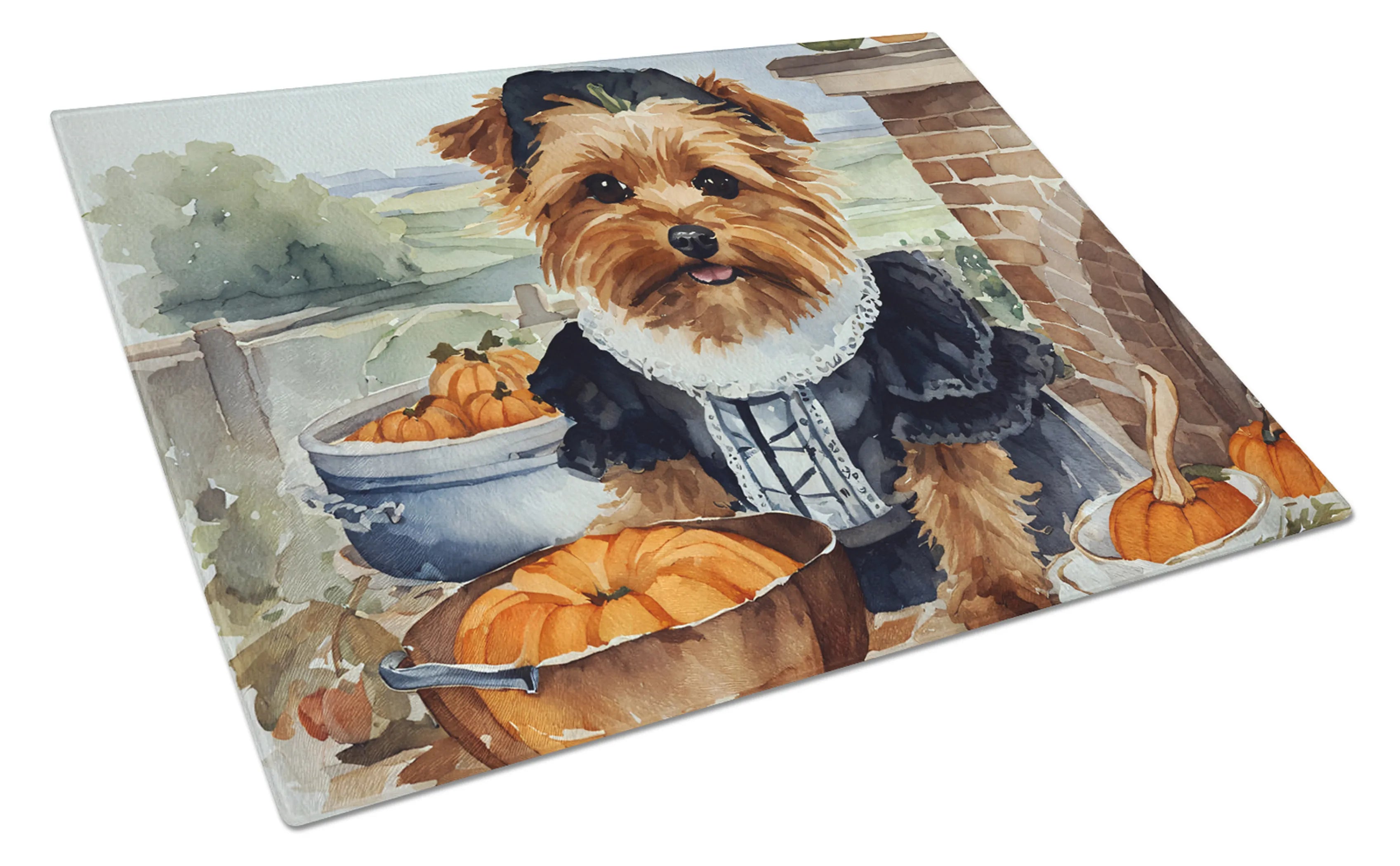 Fall Kitchen Pumpkin Pie Glass Cutting Board - Size: LARGE | Pack Of: 1 | Collection name: Fall kitchen pumpkin pie