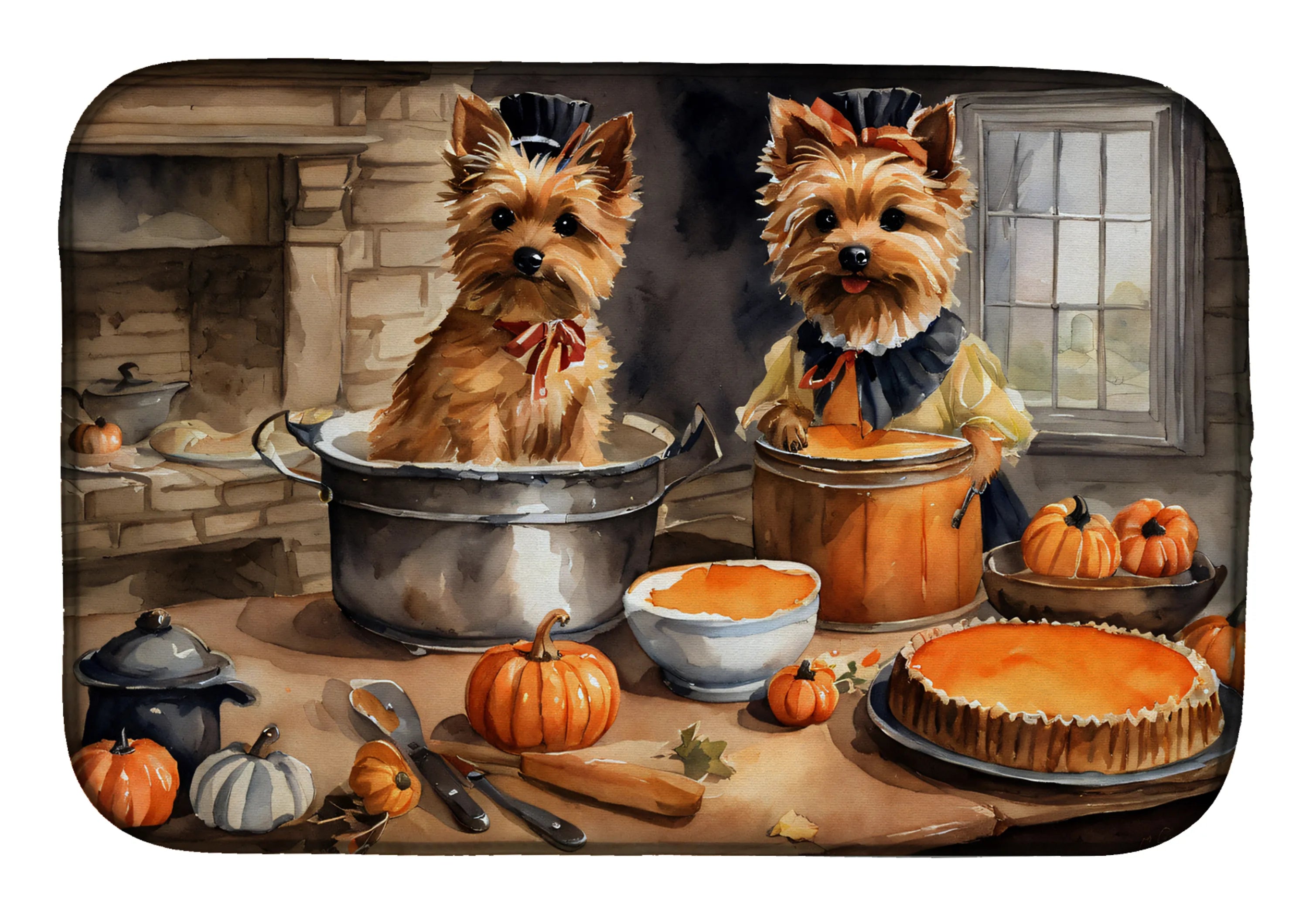 Fall Kitchen Pumpkin Pie Dish Drying Mat - Size: 14  X 21" | Pack Of: 1 | Collection name: Fall kitchen pumpkin pie