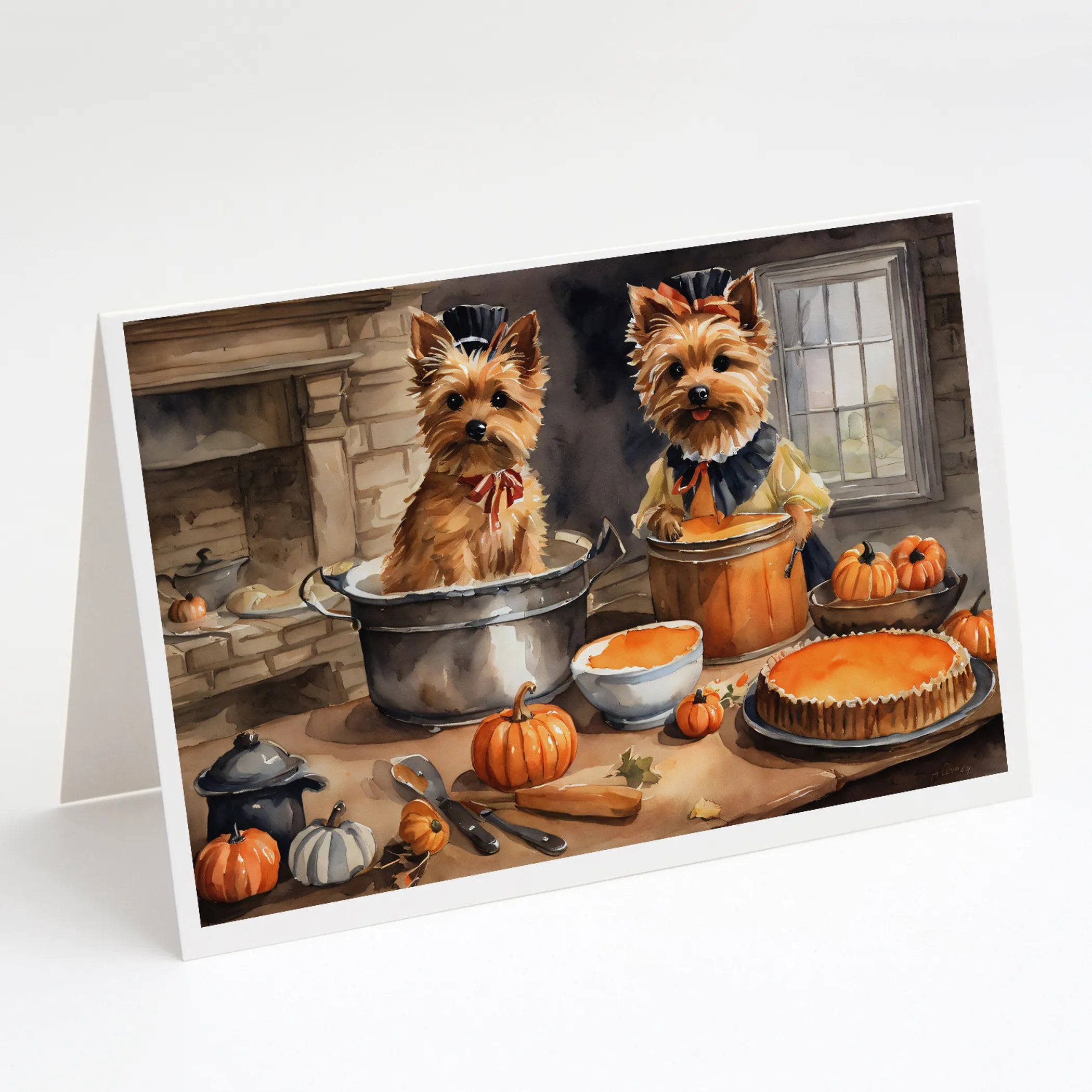 Fall Kitchen Pumpkin Pie Greeting Cards  - Size: 5X7 | Pack Of: 1 | Collection name: Fall kitchen pumpkin pie