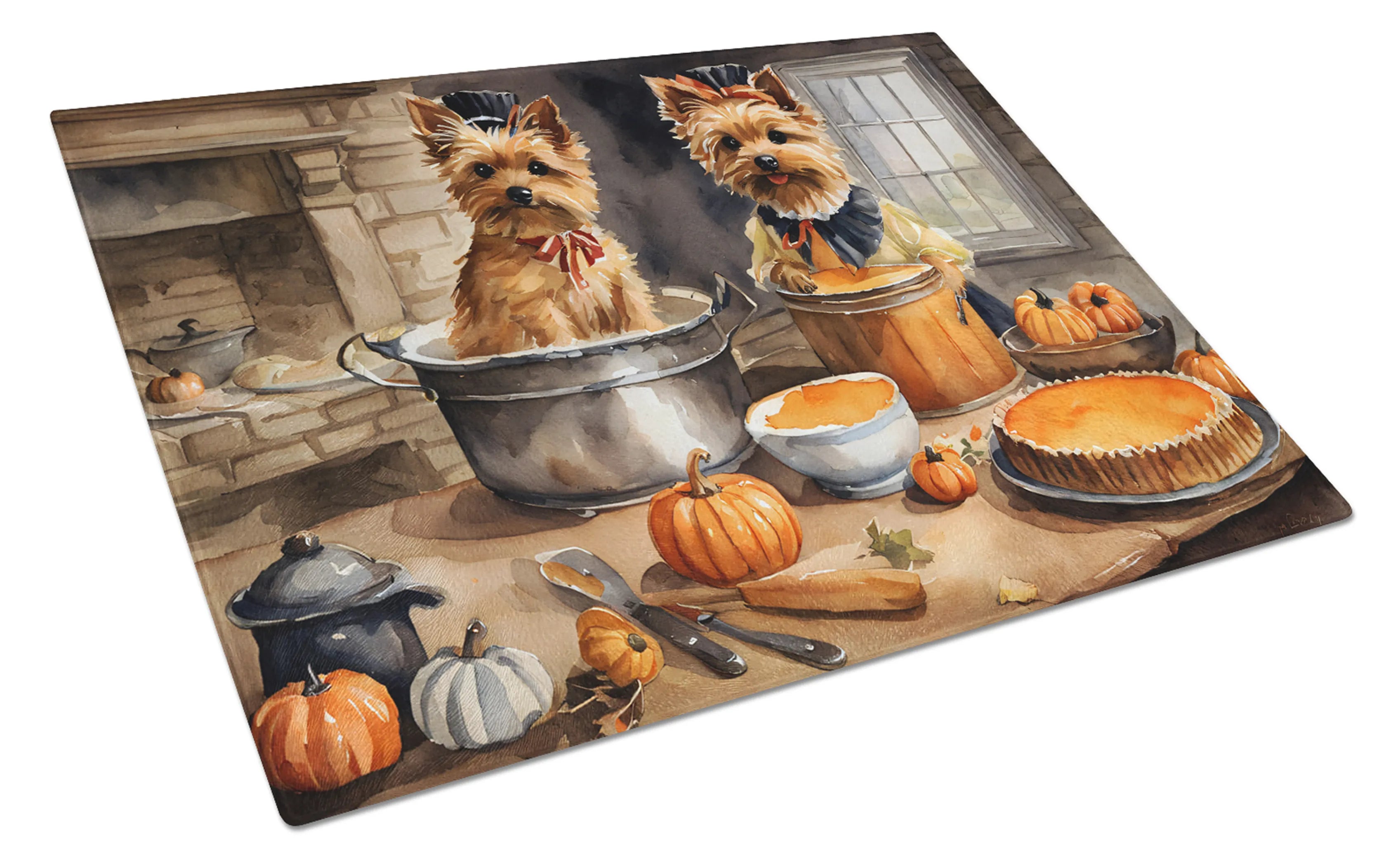 Fall Kitchen Pumpkin Pie Glass Cutting Board - Size: LARGE | Pack Of: 1 | Collection name: Fall kitchen pumpkin pie