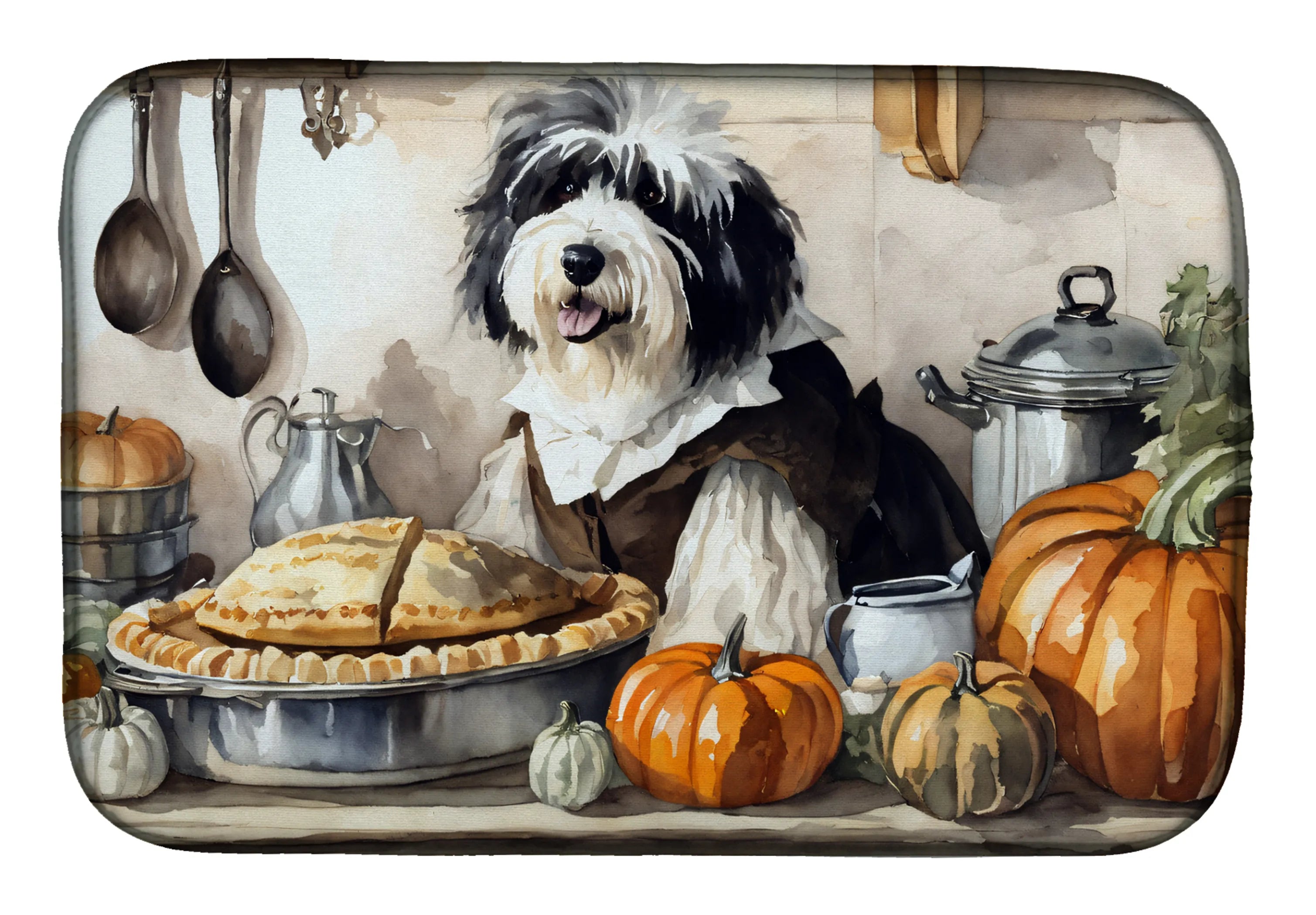 Fall Kitchen Pumpkin Pie Dish Drying Mat - Size: 14  X 21" | Pack Of: 1 | Collection name: Fall kitchen pumpkin pie
