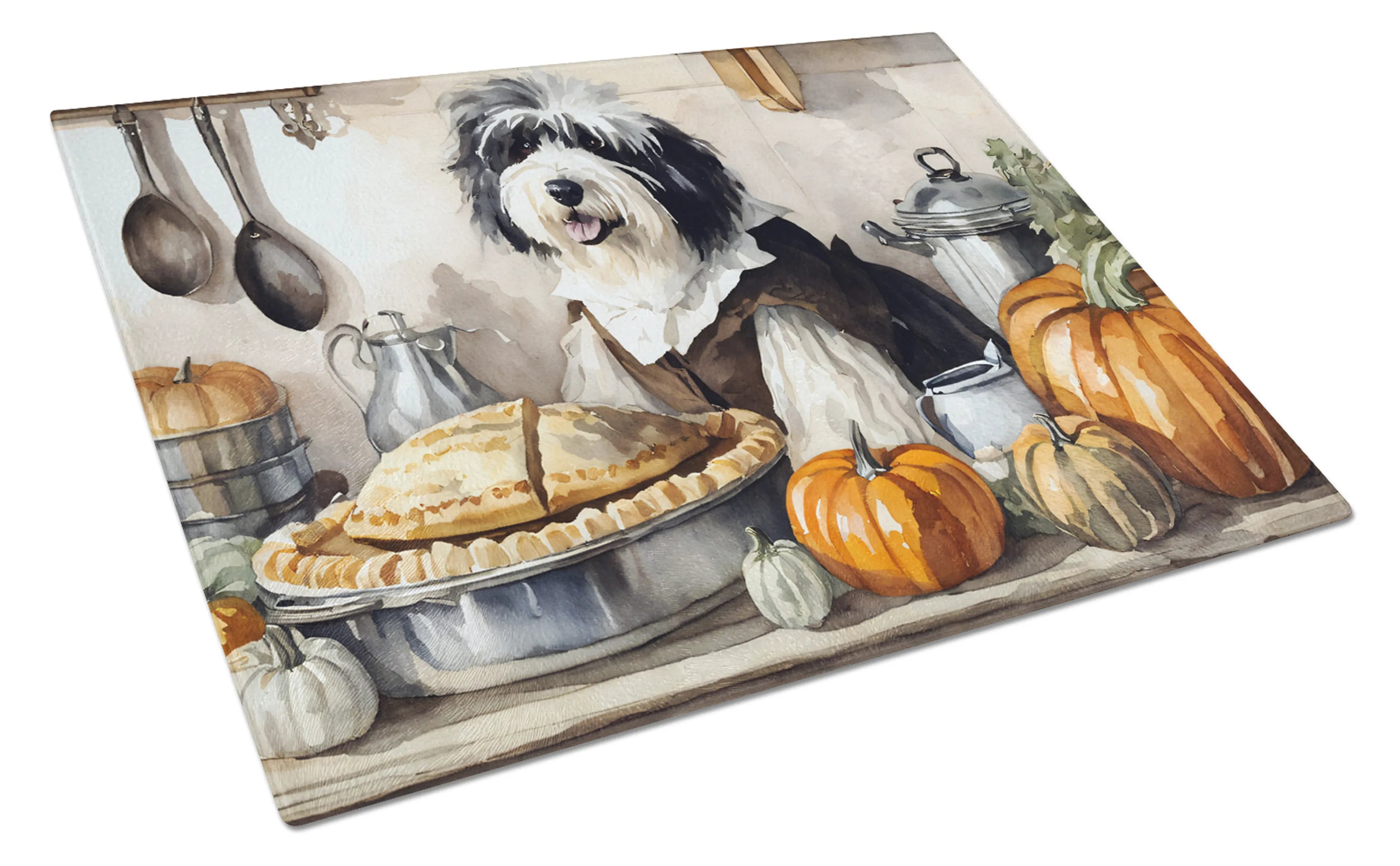 Fall Kitchen Pumpkin Pie Glass Cutting Board - Size: LARGE | Pack Of: 1 | Collection name: Fall kitchen pumpkin pie