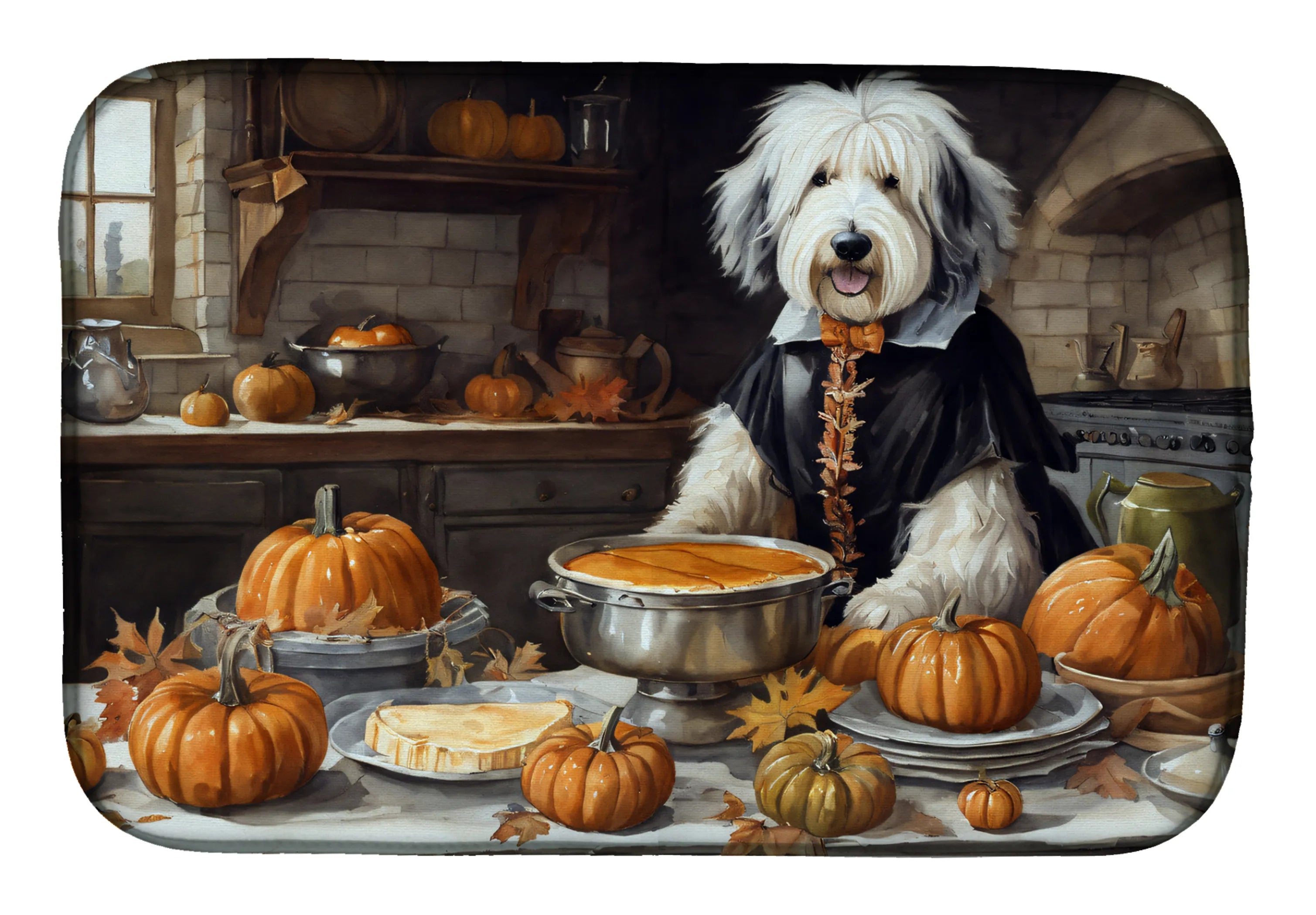 Fall Kitchen Pumpkin Pie Dish Drying Mat - Size: 14  X 21" | Pack Of: 1 | Collection name: Fall kitchen pumpkin pie