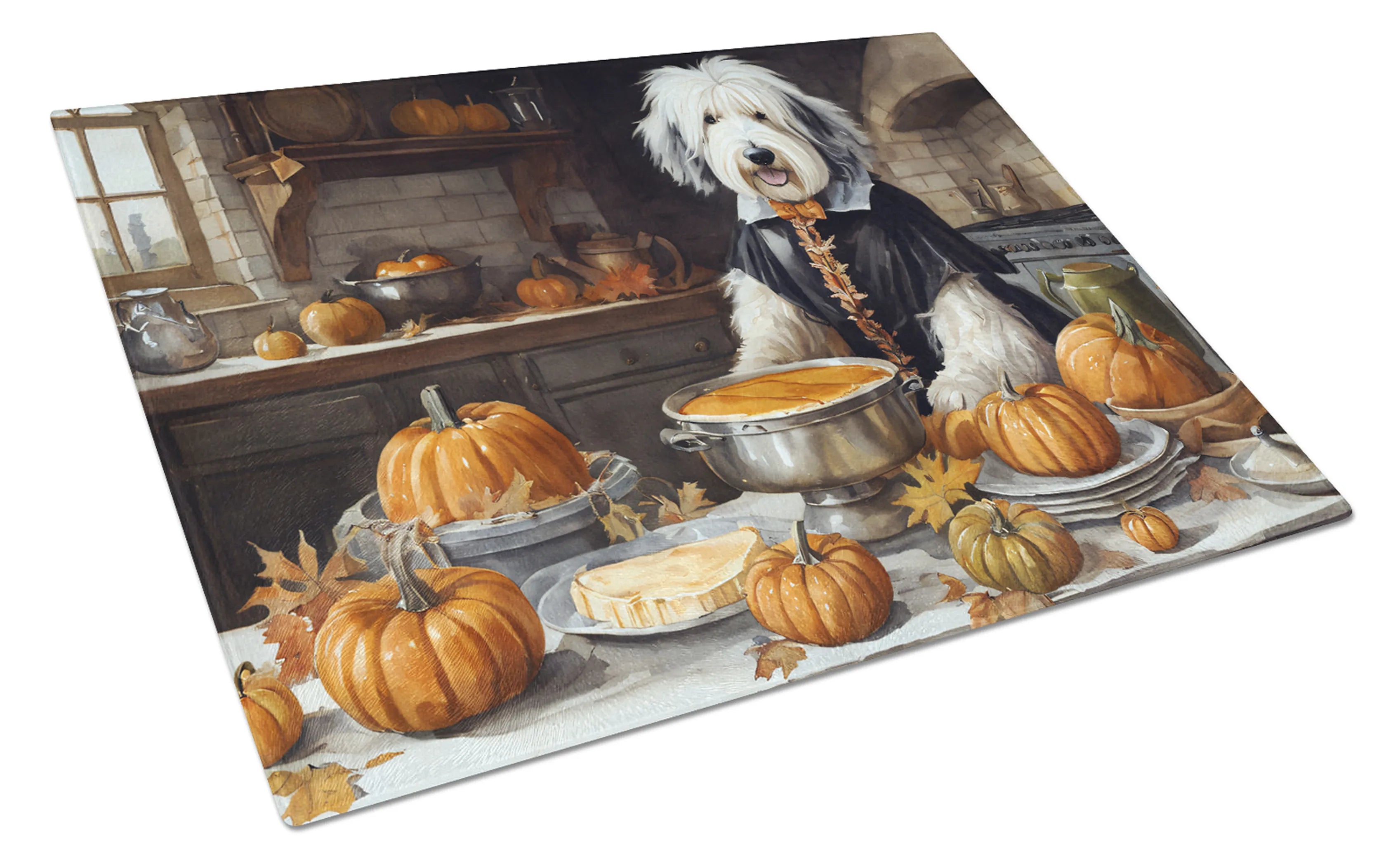 Fall Kitchen Pumpkin Pie Glass Cutting Board - Size: LARGE | Pack Of: 1 | Collection name: Fall kitchen pumpkin pie