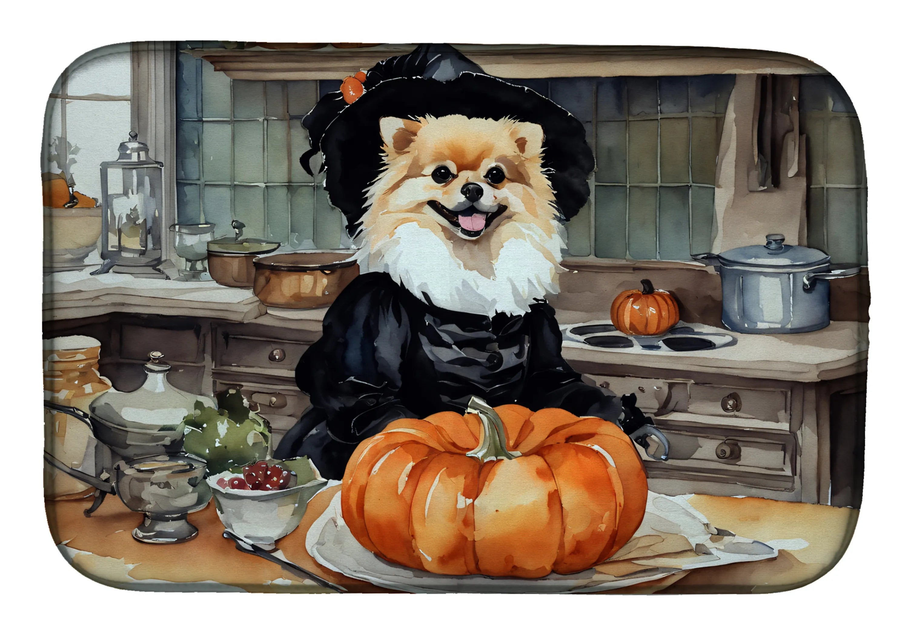 Fall Kitchen Pumpkin Pie Dish Drying Mat - Size: 14  X 21" | Pack Of: 1 | Collection name: Fall kitchen pumpkin pie