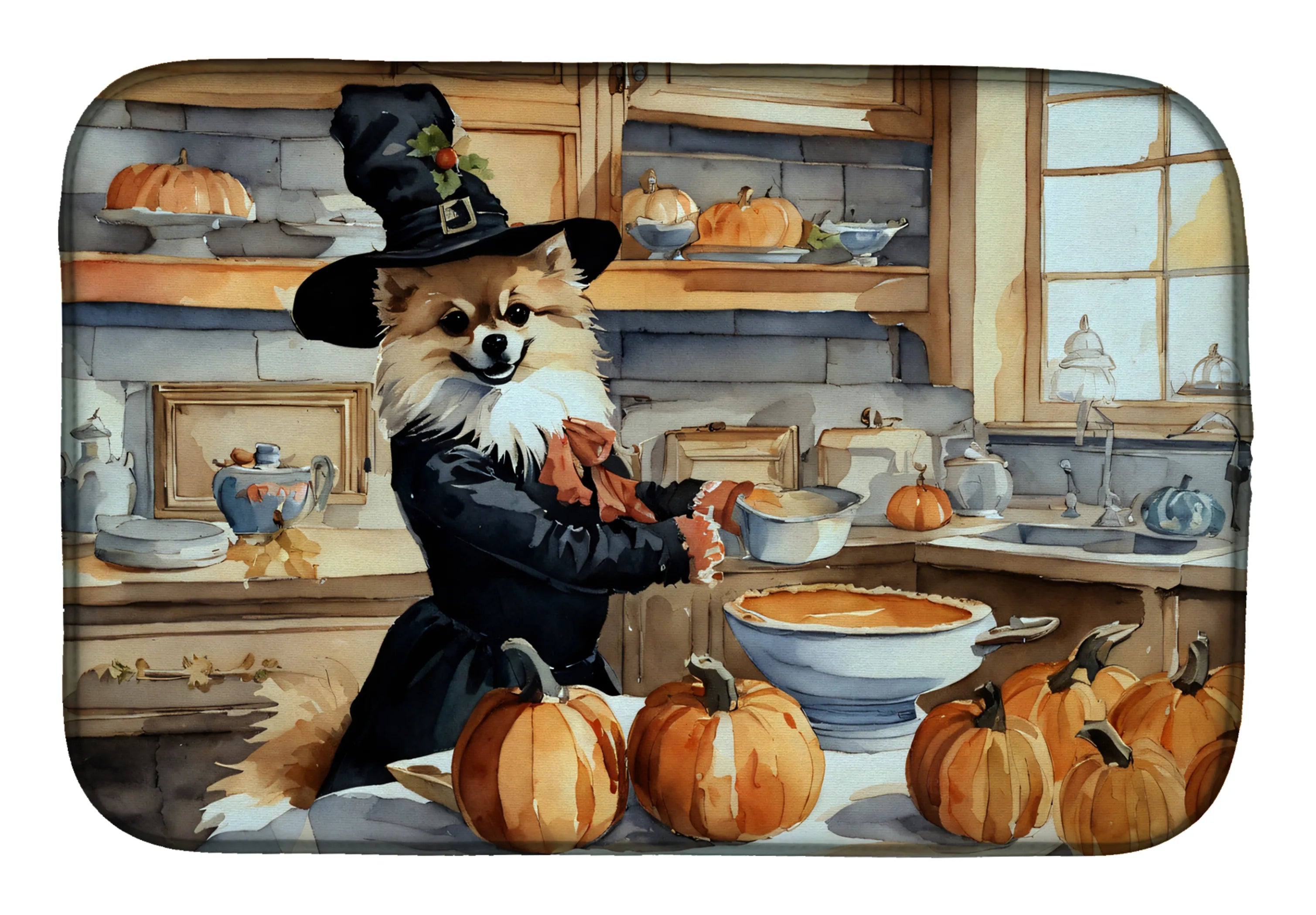 Fall Kitchen Pumpkin Pie Dish Drying Mat - Size: 14  X 21" | Pack Of: 1 | Collection name: Fall kitchen pumpkin pie