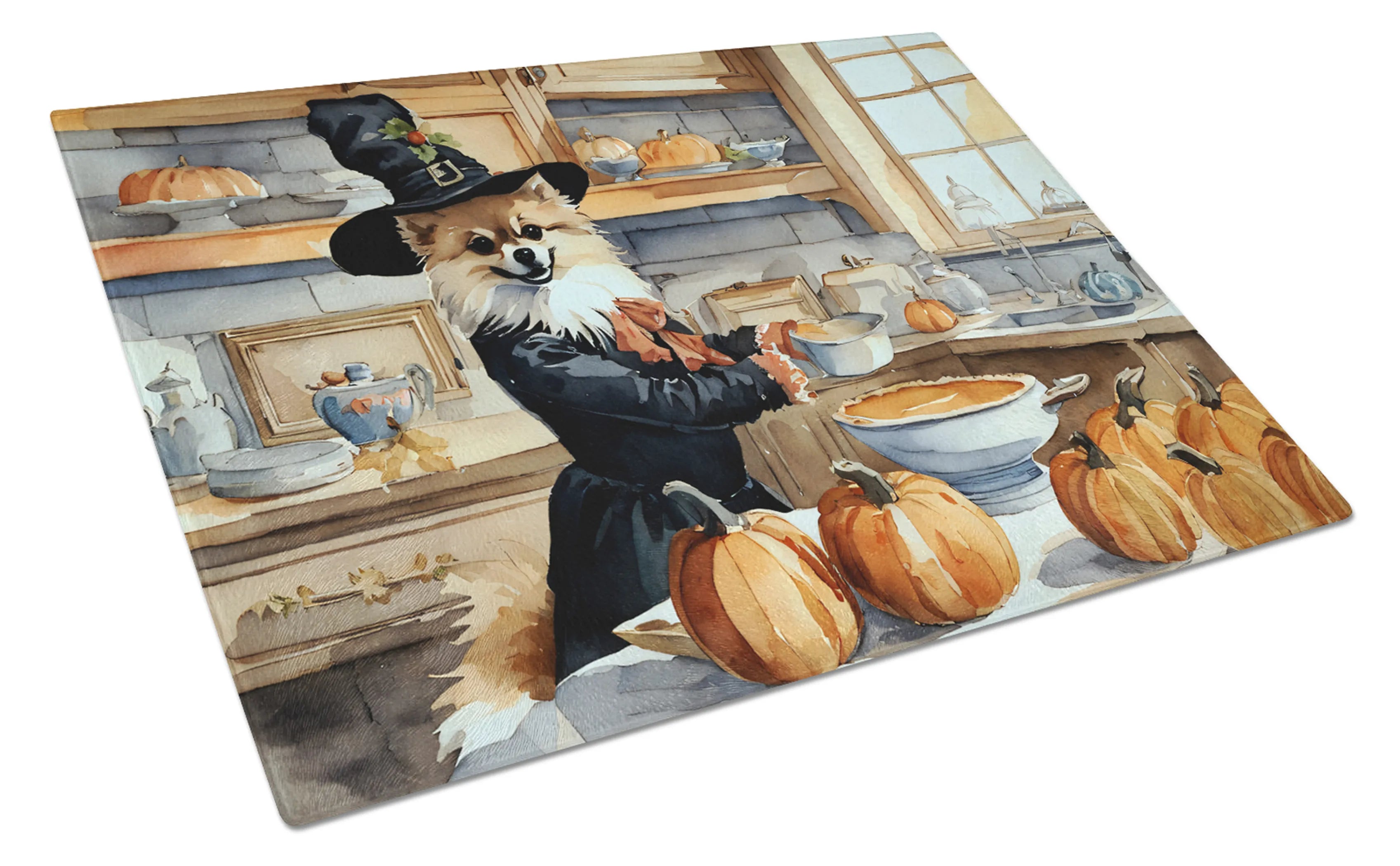 Fall Kitchen Pumpkin Pie Glass Cutting Board - Size: LARGE | Pack Of: 1 | Collection name: Fall kitchen pumpkin pie