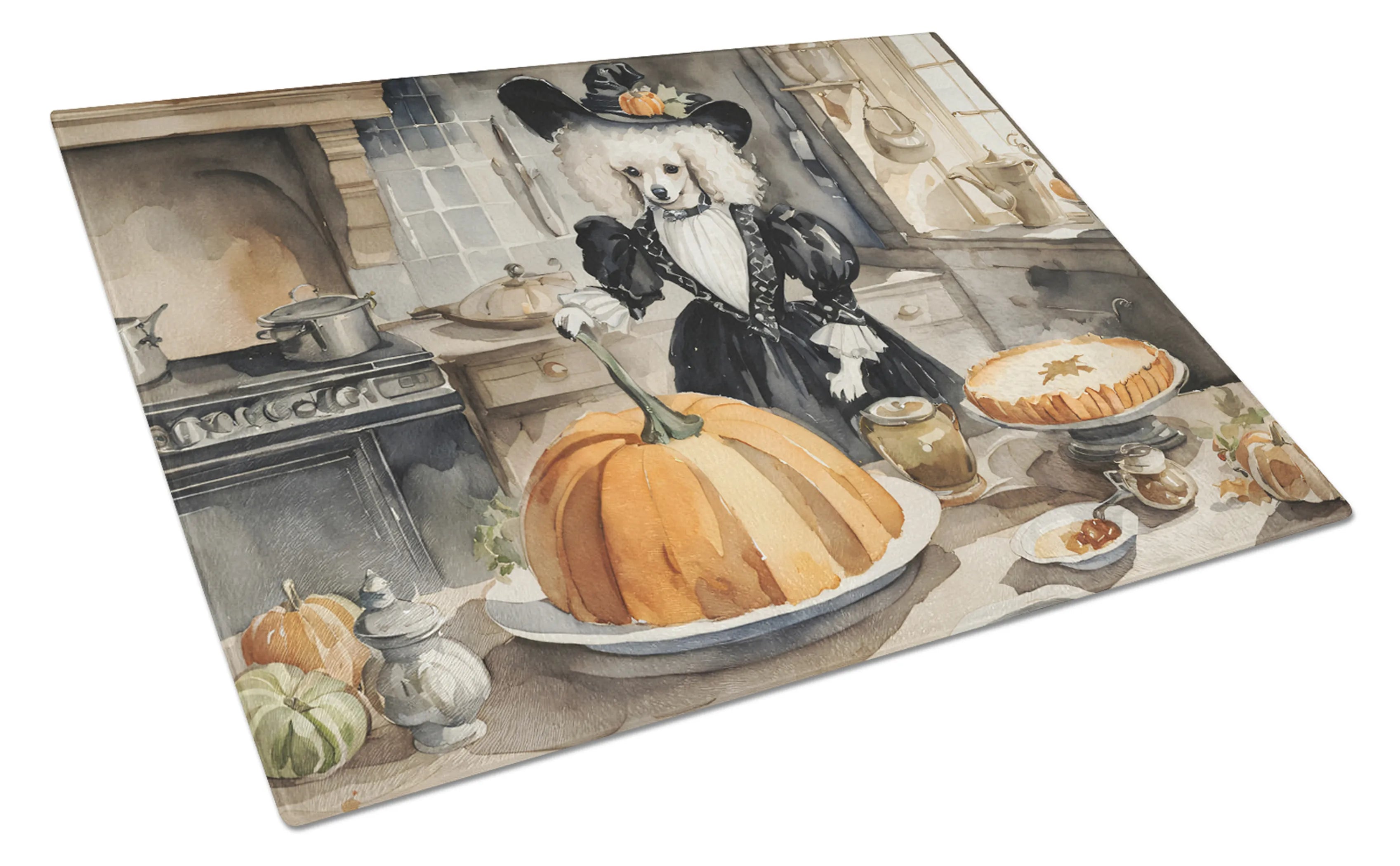 Fall Kitchen Pumpkin Pie Glass Cutting Board - Size: LARGE | Pack Of: 1 | Collection name: Fall kitchen pumpkin pie