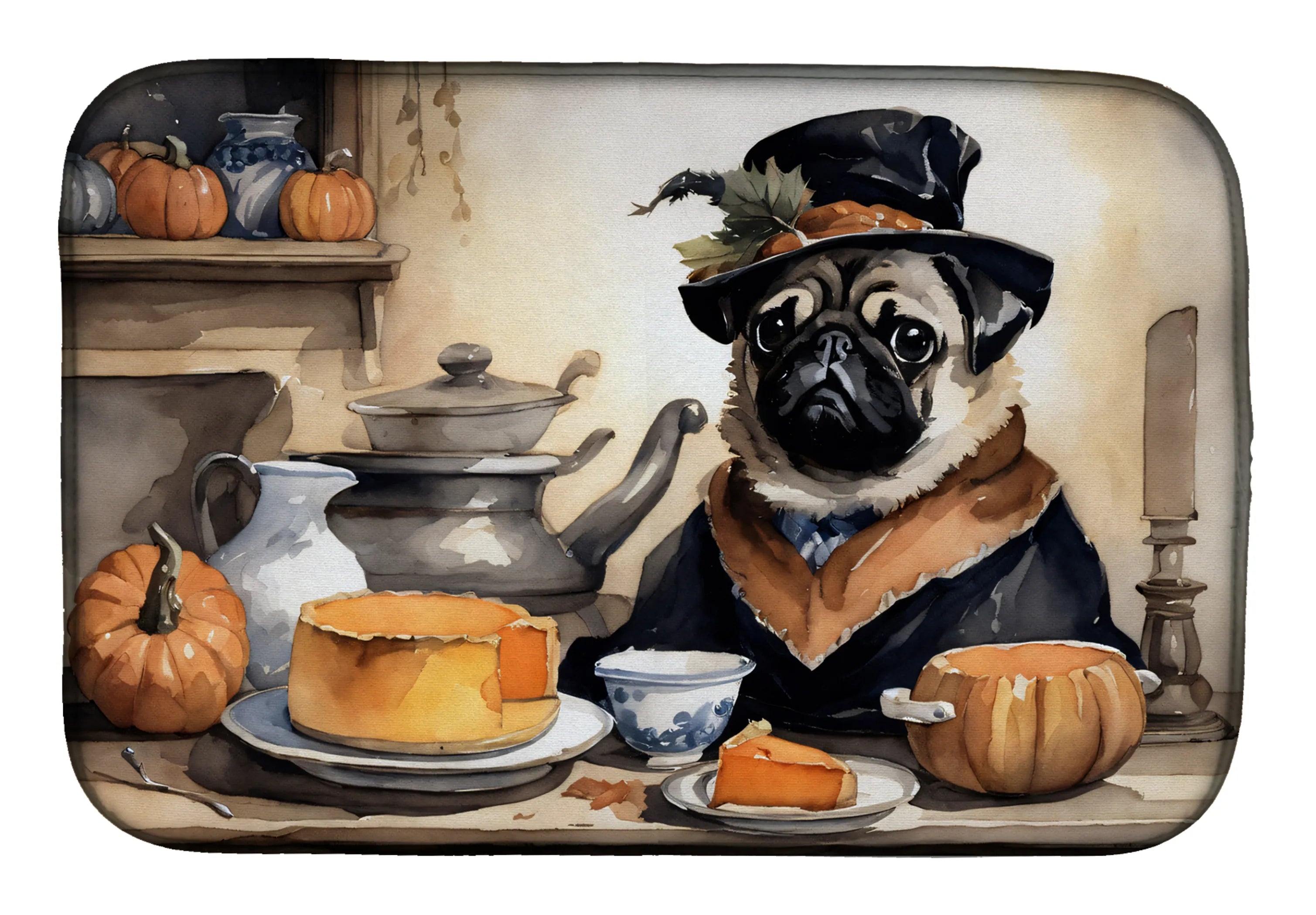 Fall Kitchen Pumpkin Pie Dish Drying Mat - Size: 14  X 21" | Pack Of: 1 | Collection name: Fall kitchen pumpkin pie