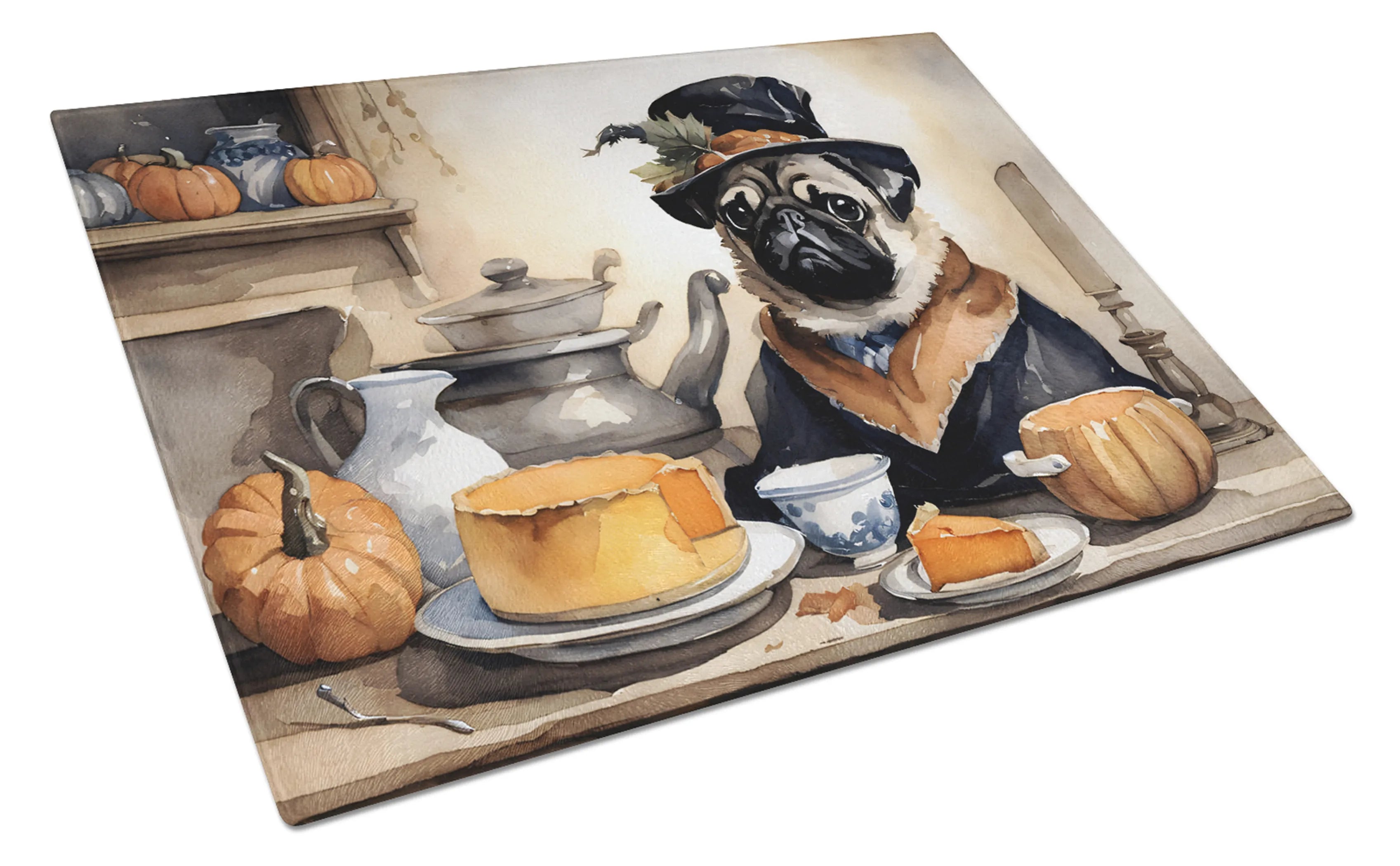 Fall Kitchen Pumpkin Pie Glass Cutting Board - Size: LARGE | Pack Of: 1 | Collection name: Fall kitchen pumpkin pie