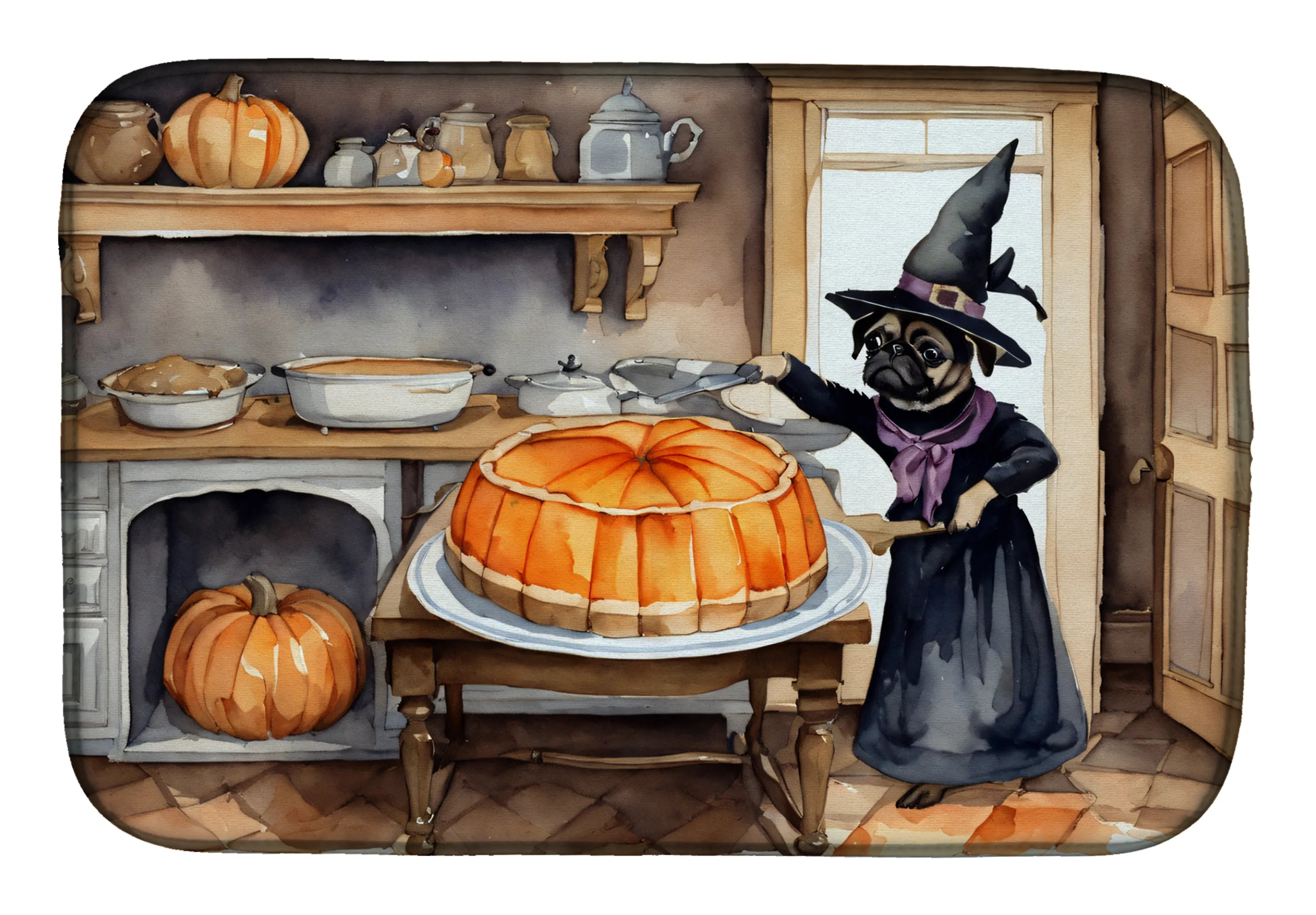 Fall Kitchen Pumpkin Pie Dish Drying Mat - Size: 14  X 21" | Pack Of: 1 | Collection name: Fall kitchen pumpkin pie