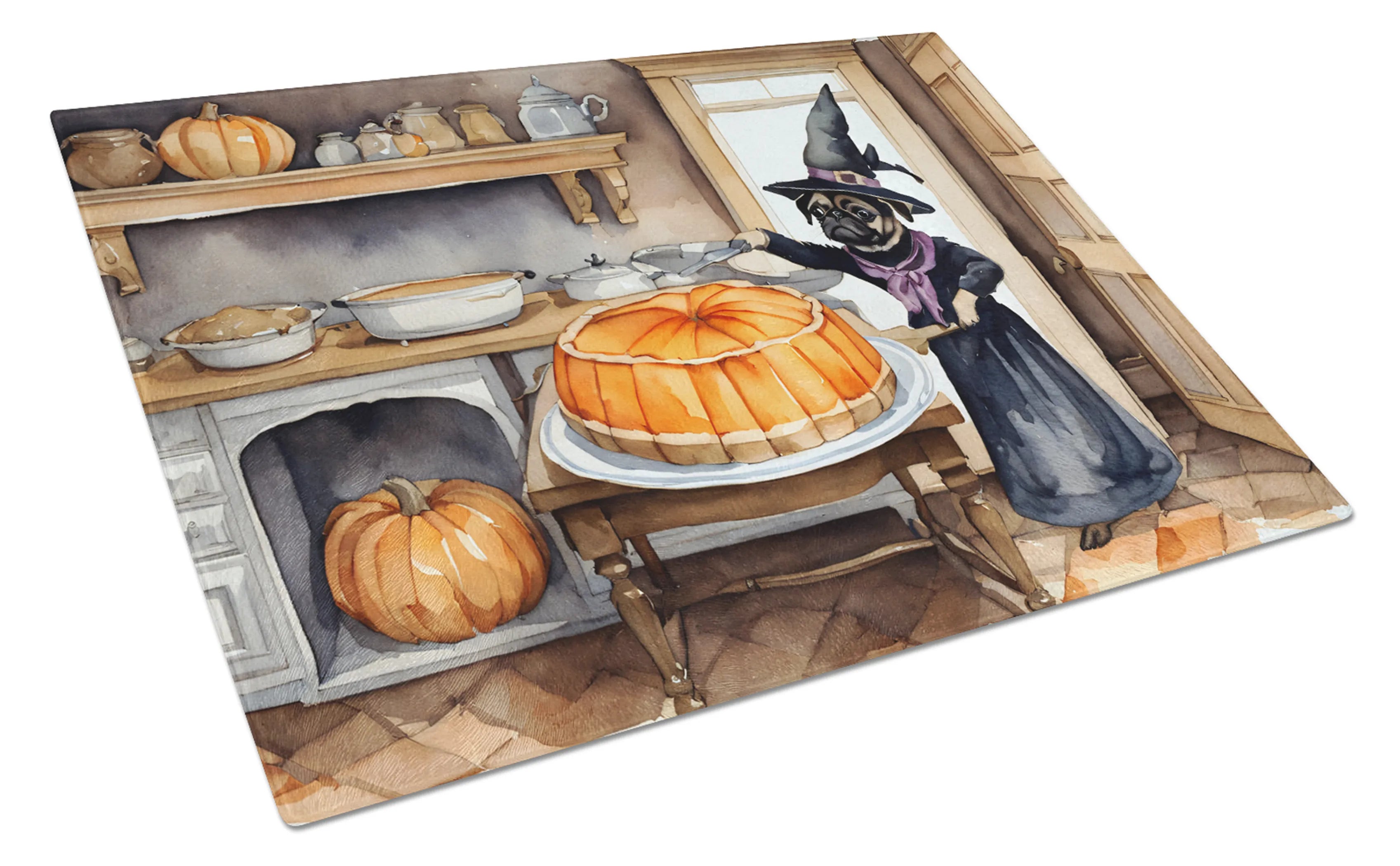 Fall Kitchen Pumpkin Pie Glass Cutting Board - Size: LARGE | Pack Of: 1 | Collection name: Fall kitchen pumpkin pie