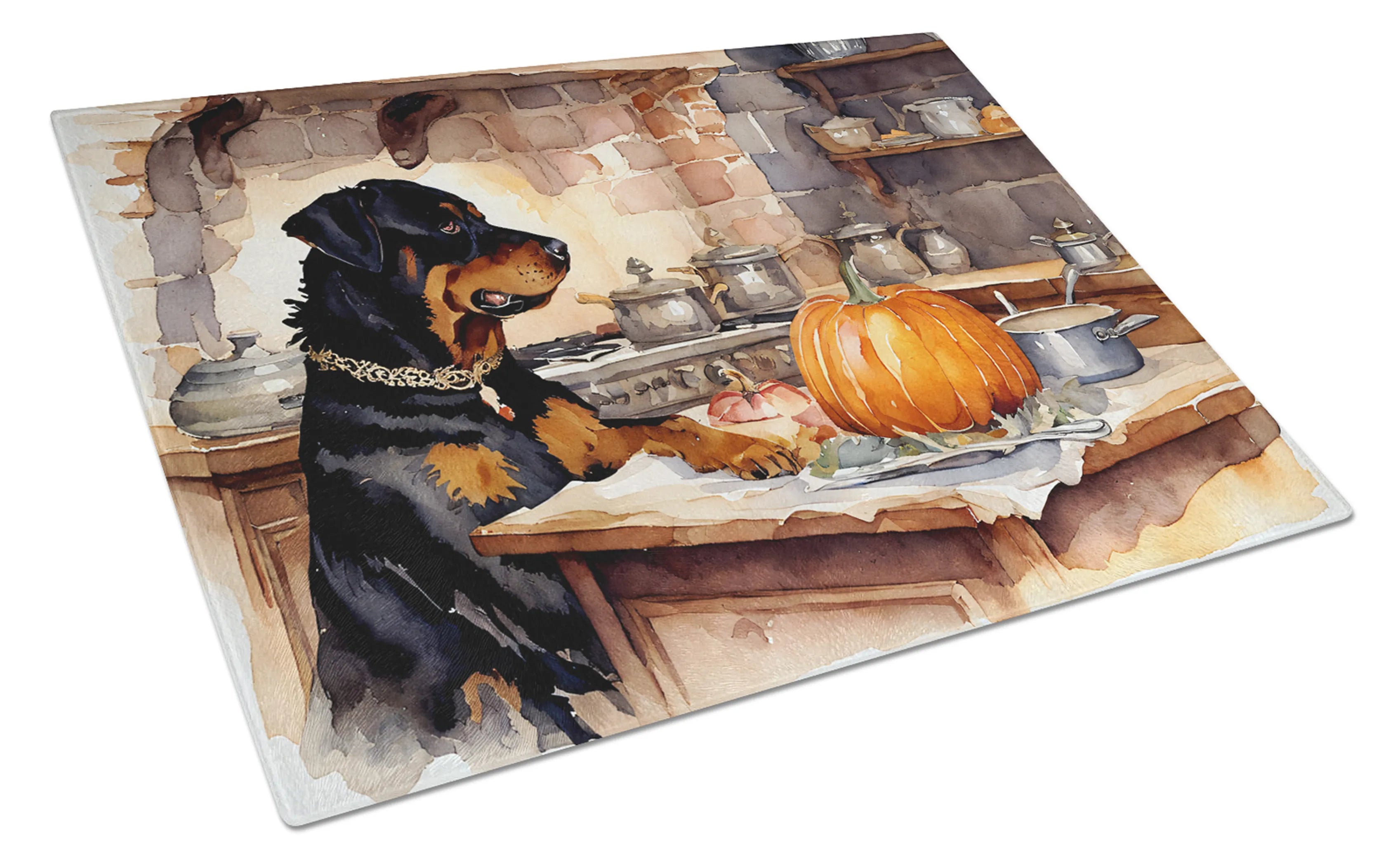 Fall Kitchen Pumpkin Pie Glass Cutting Board - Size: LARGE | Pack Of: 1 | Collection name: Fall kitchen pumpkin pie