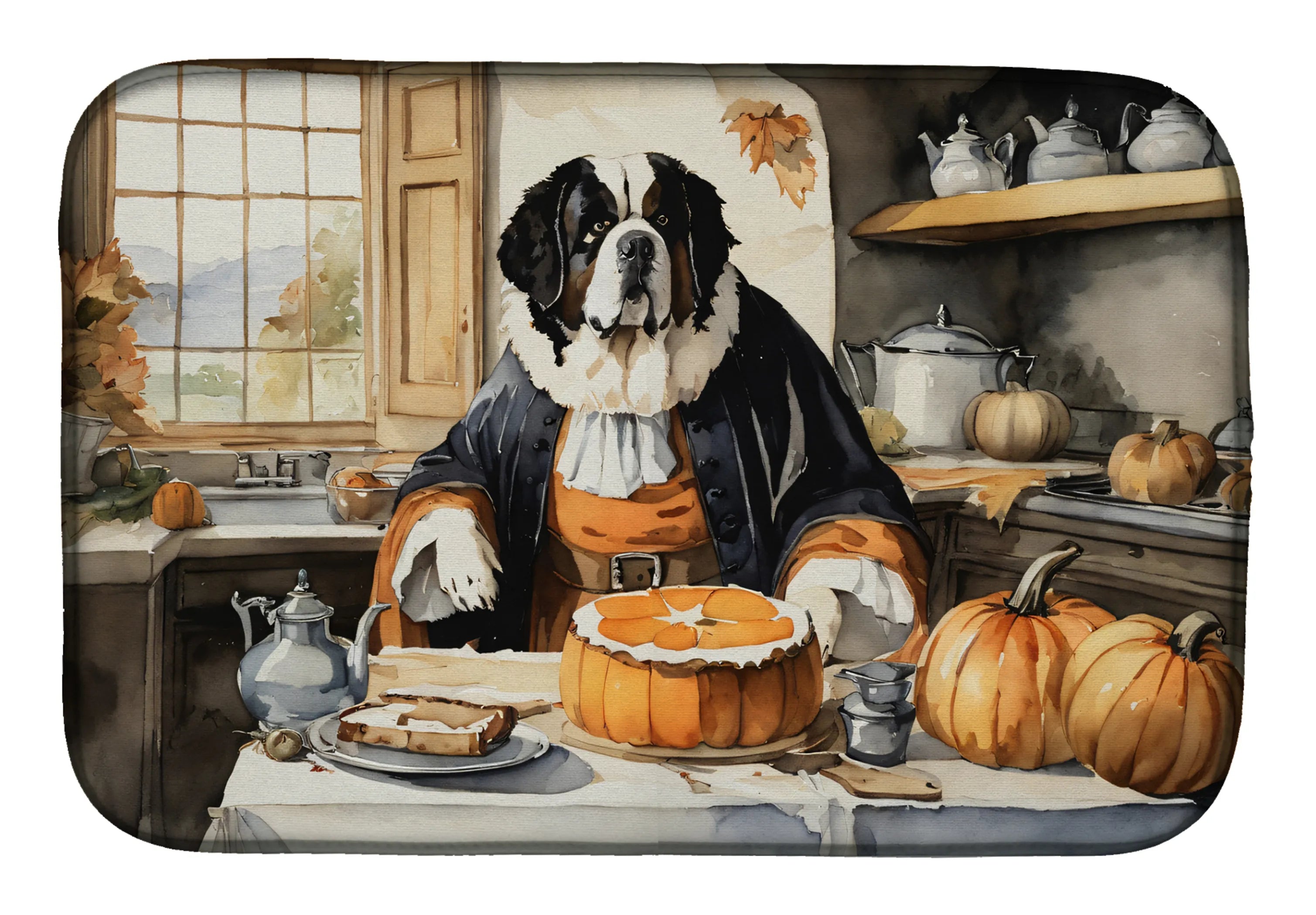 Fall Kitchen Pumpkin Pie Dish Drying Mat - Size: 14  X 21" | Pack Of: 1 | Collection name: Fall kitchen pumpkin pie