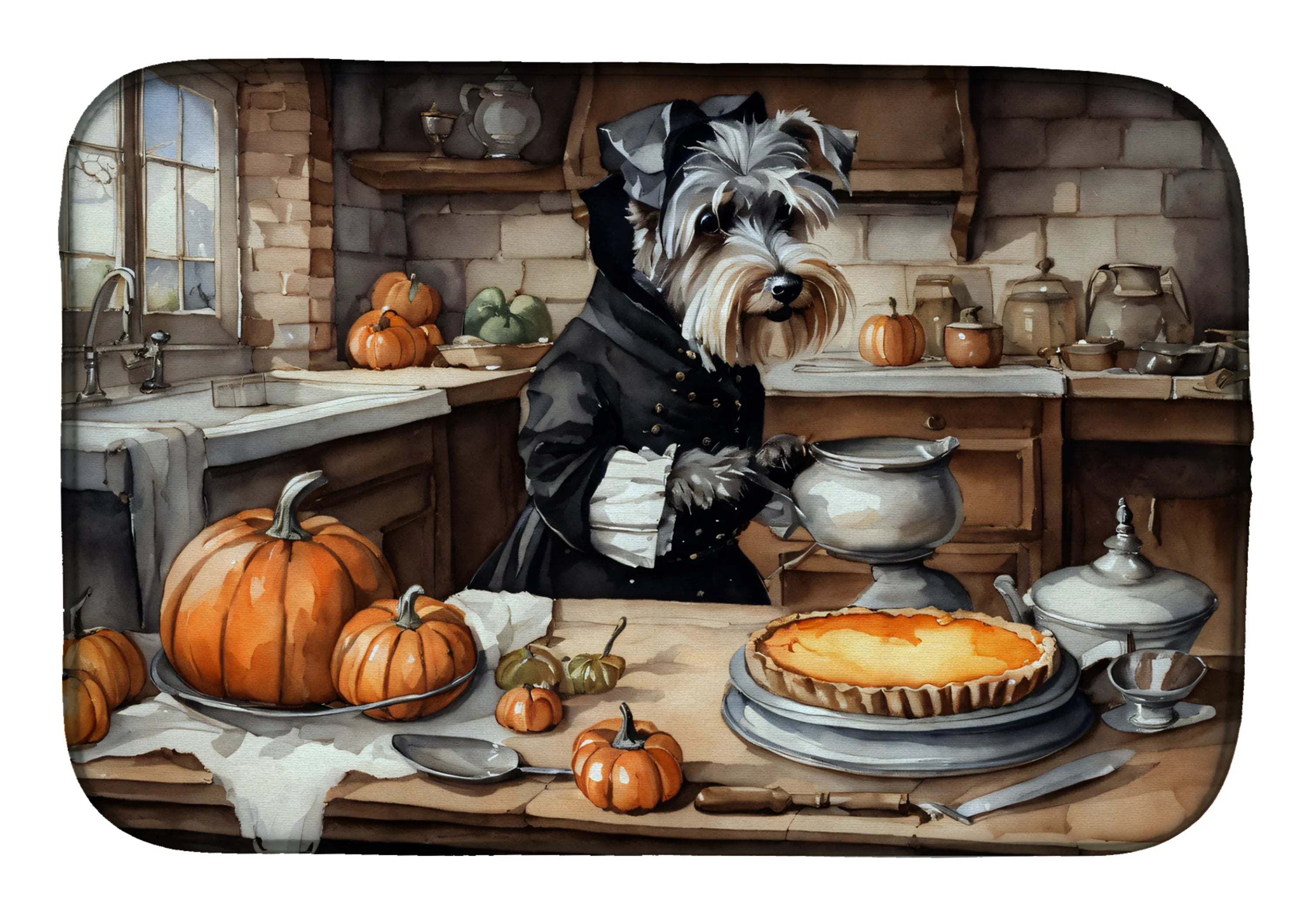 Fall Kitchen Pumpkin Pie Dish Drying Mat - Size: 14  X 21" | Pack Of: 1 | Collection name: Fall kitchen pumpkin pie