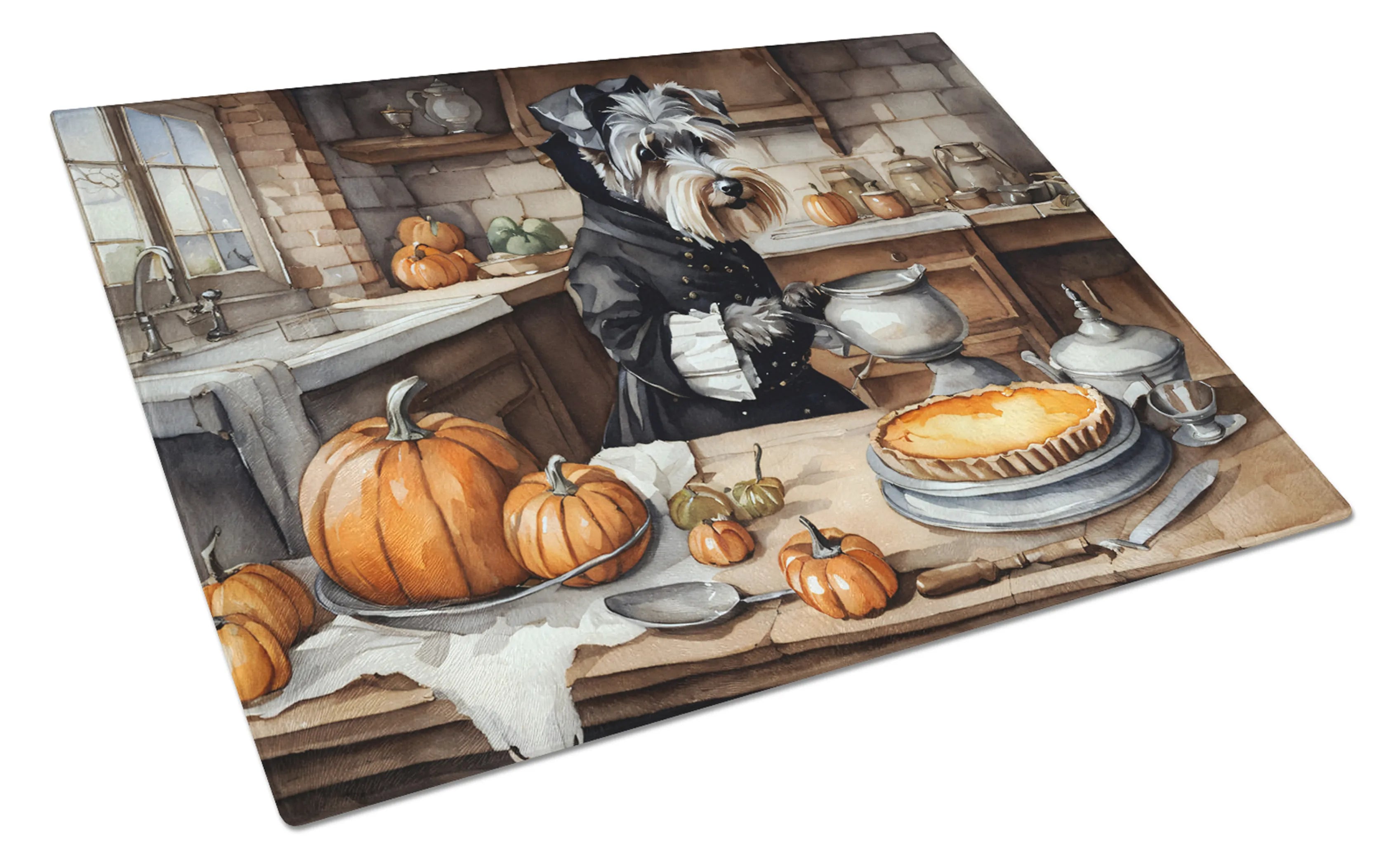 Fall Kitchen Pumpkin Pie Glass Cutting Board - Size: LARGE | Pack Of: 1 | Collection name: Fall kitchen pumpkin pie