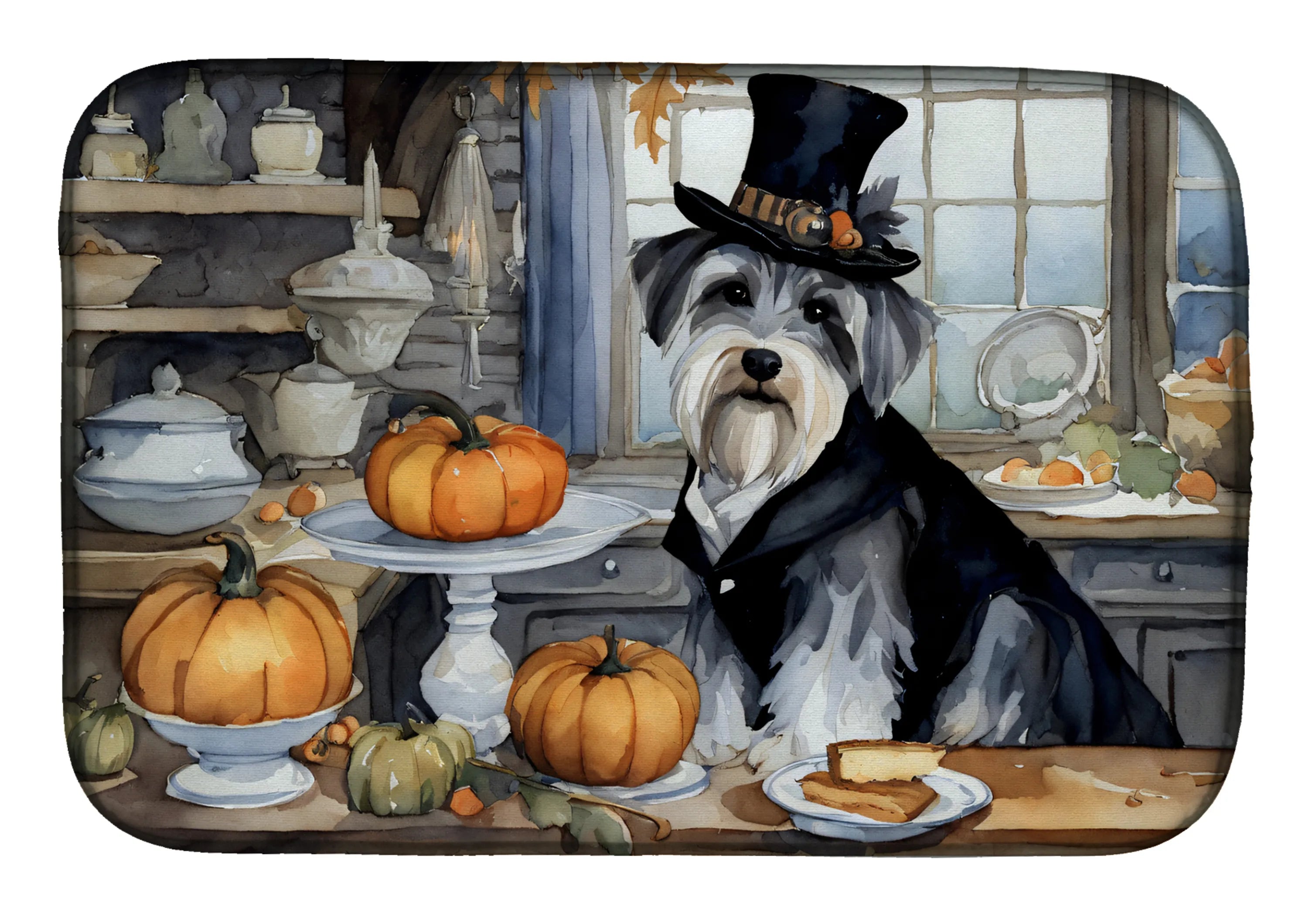 Fall Kitchen Pumpkin Pie Dish Drying Mat - Size: 14  X 21" | Pack Of: 1 | Collection name: Fall kitchen pumpkin pie